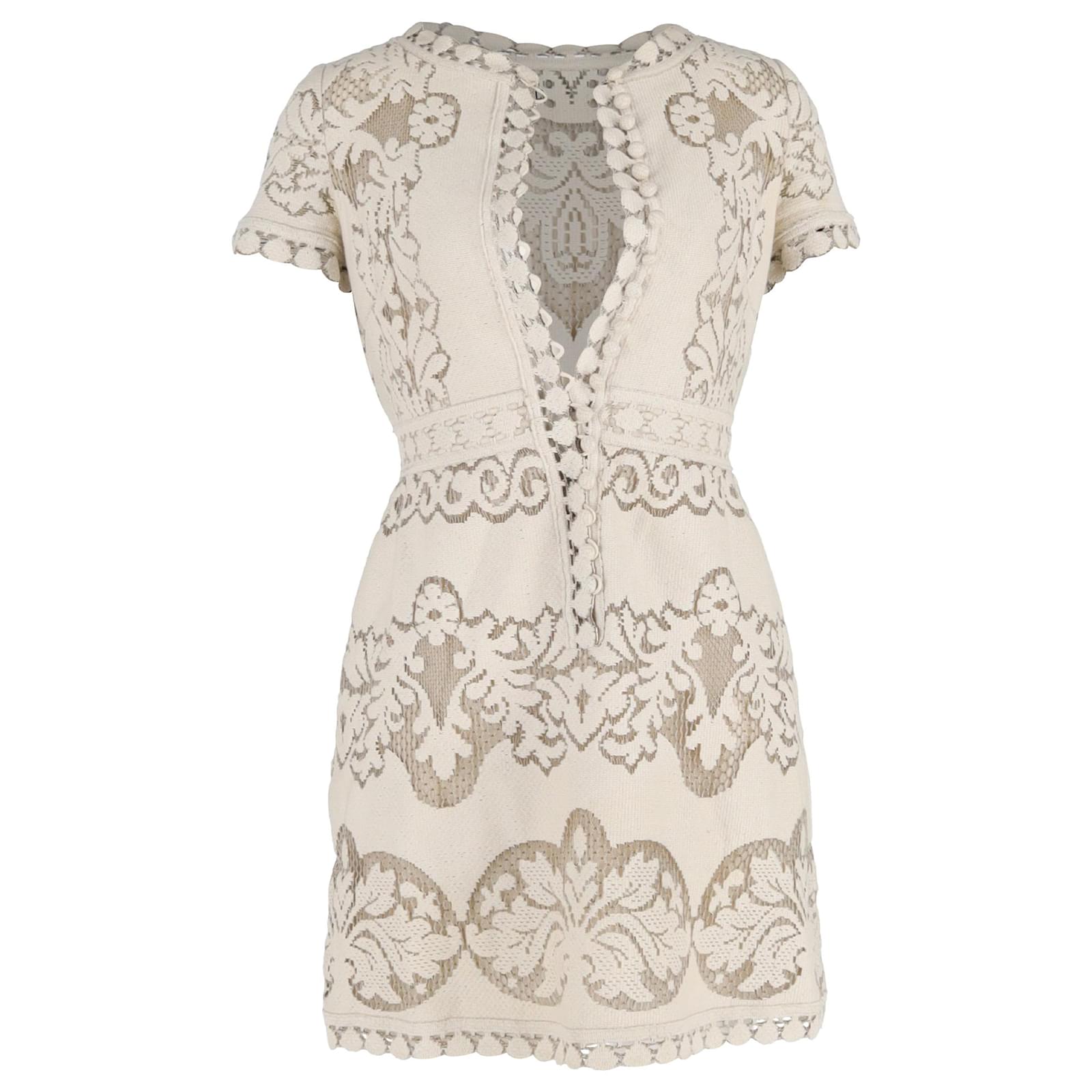 Valentino Garavani Valentino Guipure Lace Embroidered Mini Dress in Cream  Cotton White ref.JC2400036 (Sold) - Joli Closet