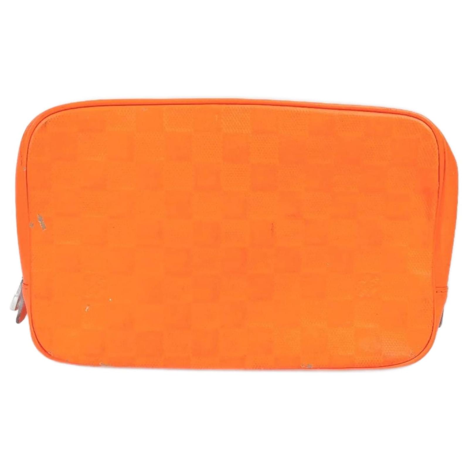 Louis Vuitton Damier Infini Clutch Bag Orange Cloth