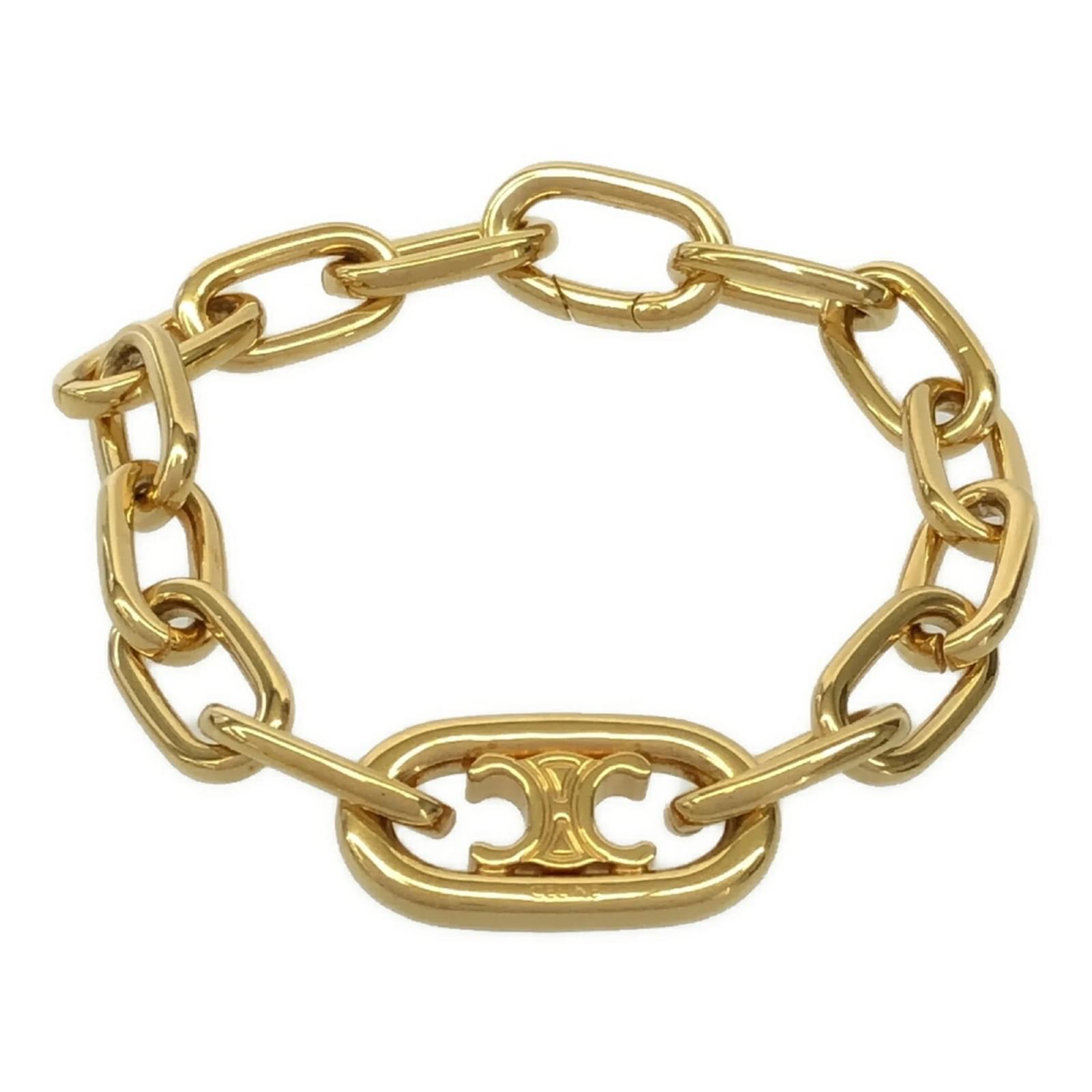 Céline Celine Triomphe Link Bracelet in Gold Golden Metal ref