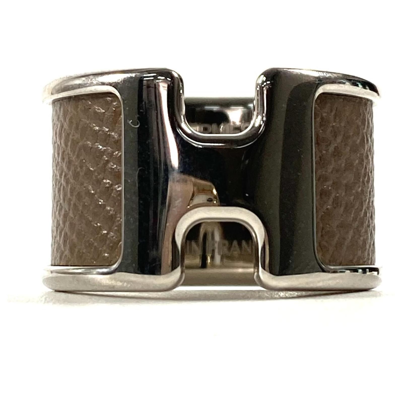 Ring Hermès Bague en cuir pour femme Hermes Olympe Marron Taupe - Main Image