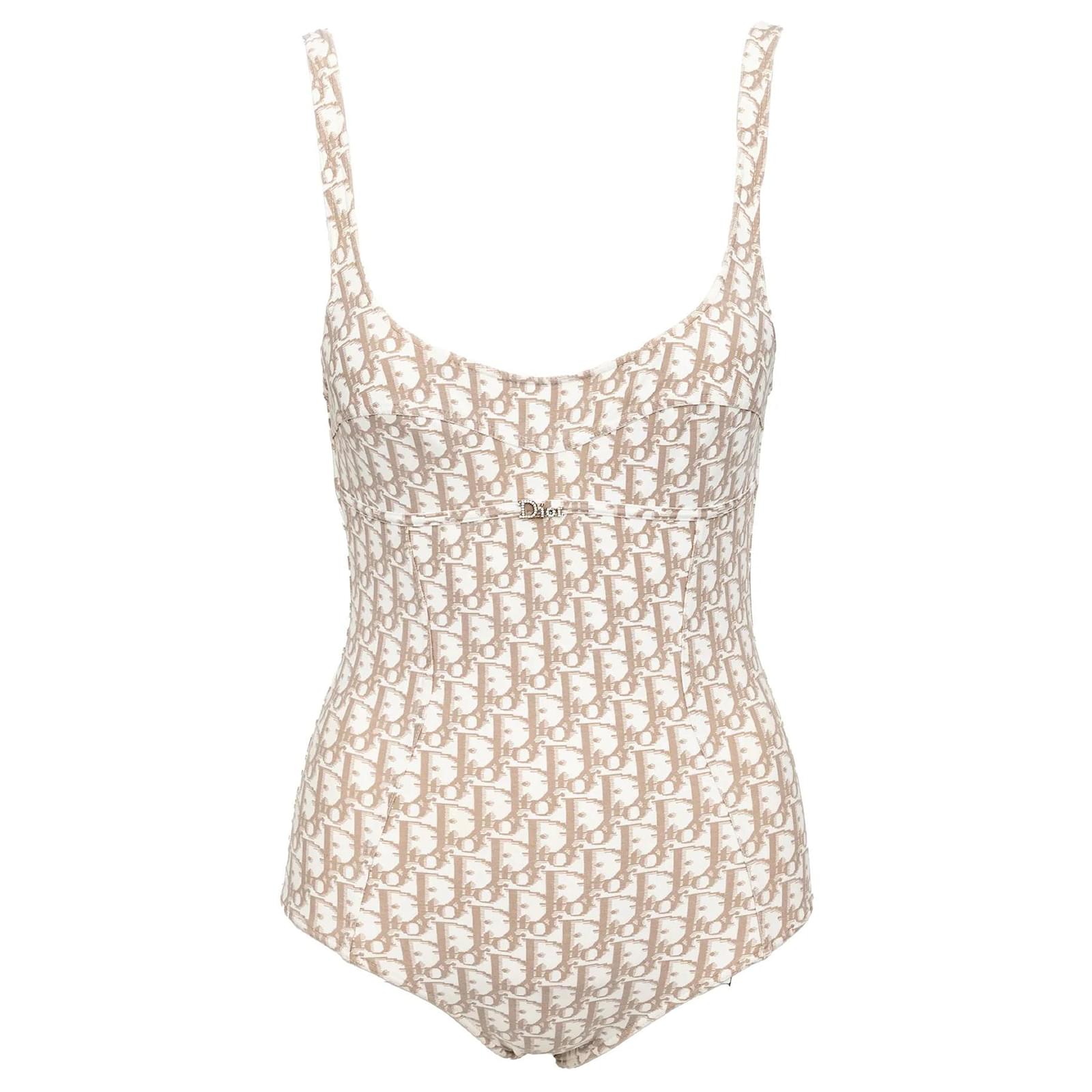 Christian Dior Dior By John Galliano Monogram Bodysuit Beige Christian Dior Dior By John Galliano Monogram Bodysuit Beige