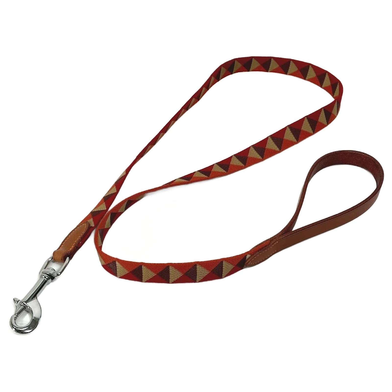 Hermès HERMES Medor Slim Dog Leash Red Leather Cloth