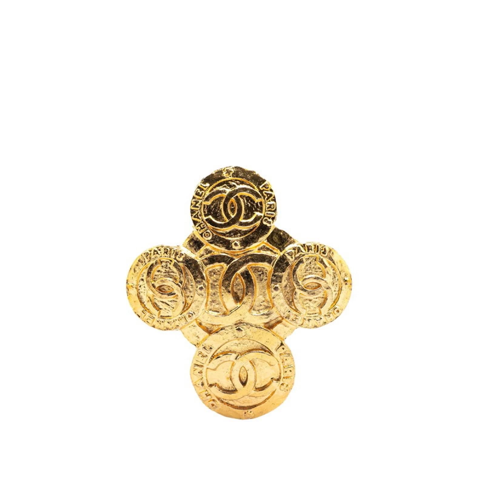 Vintage Chanel Coco Mark Brooch Golden Gold-plated