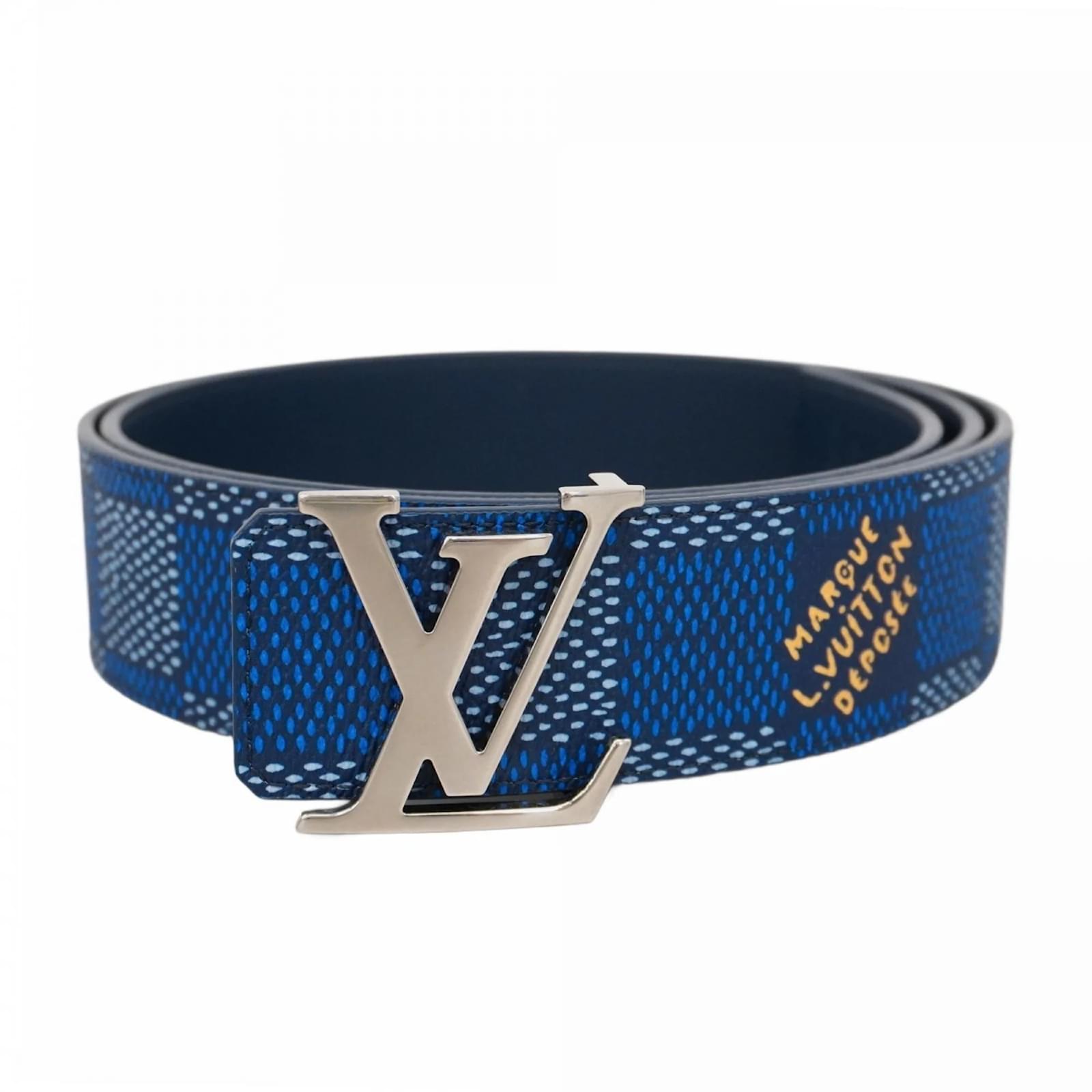 Louis Vuitton Damier LV Initial Belt Blue Joli Closet