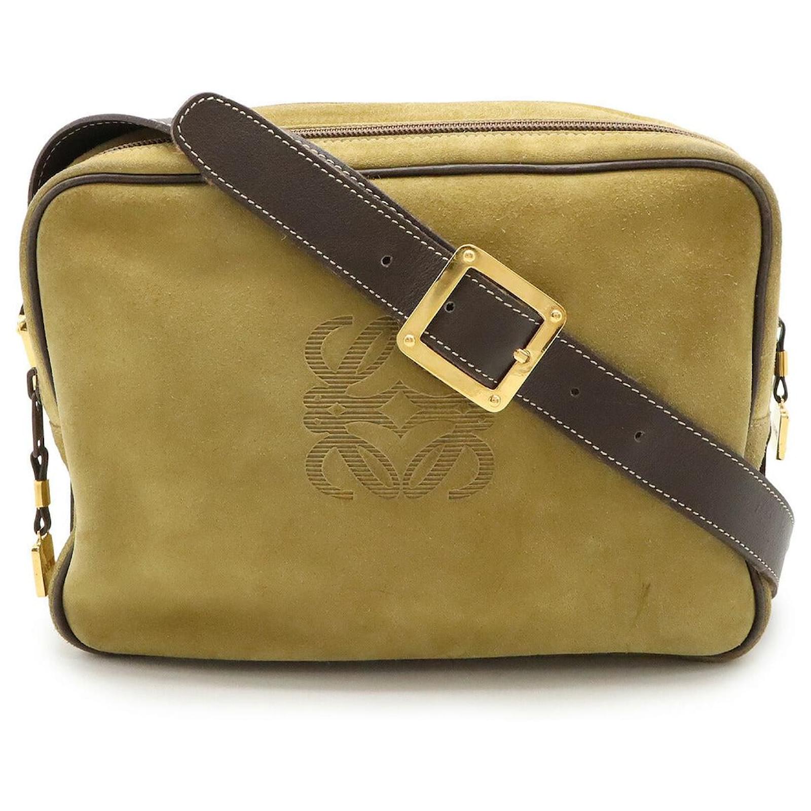 Loewe Vintage Anagram Suede Leather Shoulder Bag Brown ref