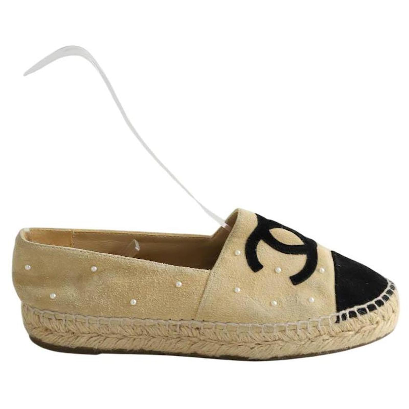 Chanel Beige suede espadrilles Deerskin Joli Closet