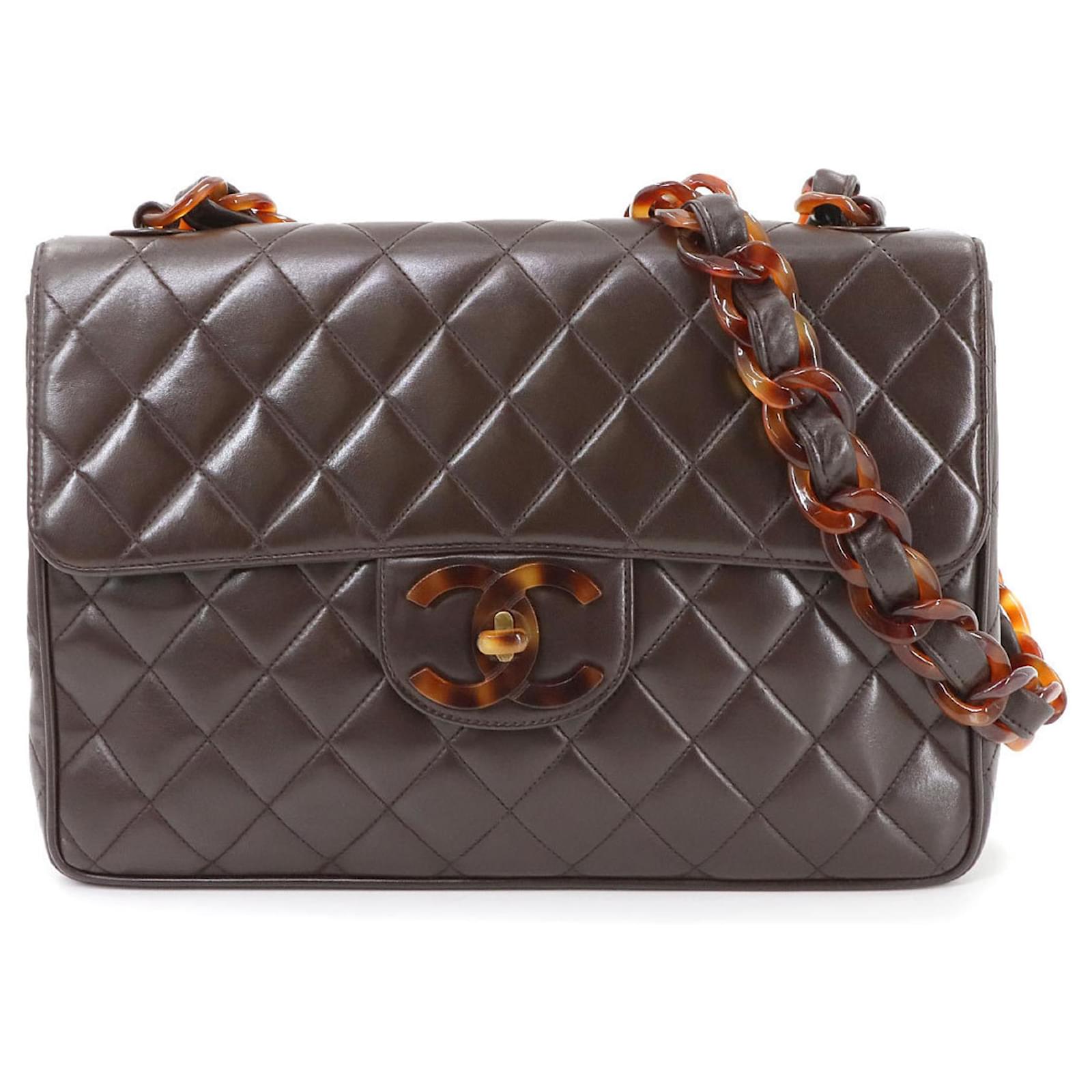 Chanel Matelasse Tortoiseshell Plastic Chain Shoulder Bag Brown