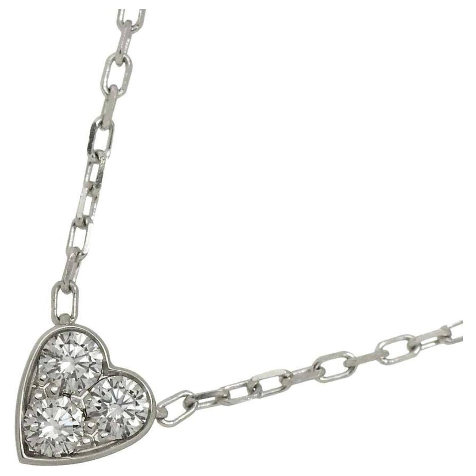 Collier Mini Cœur de Diamant Cartier Or blanc Doré