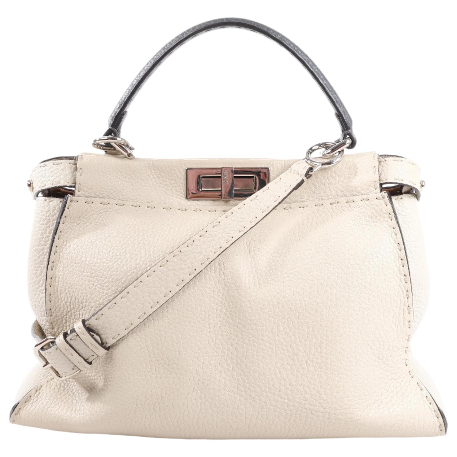 Fendi Peekaboo Regular Selleria Leather 2Way Handbag in