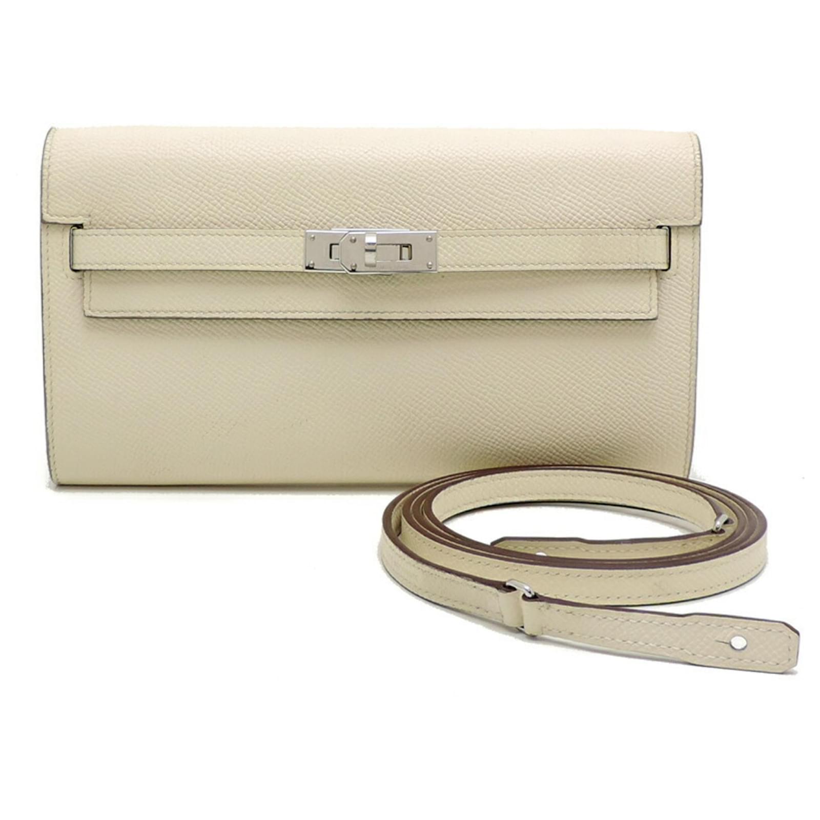 Hermès Hermes Kelly Wallet To Go Verso Brown White Leather ref