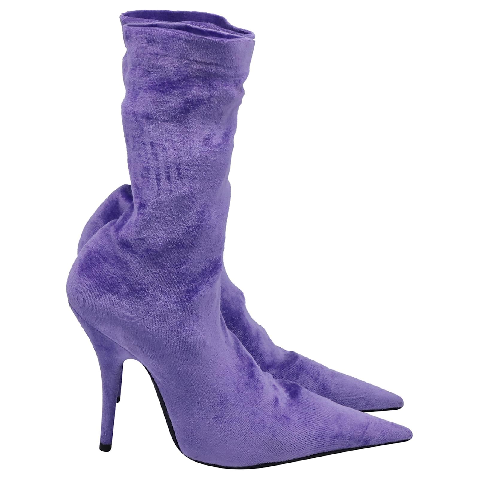 Ankle Boots Balenciaga Bottes Violet Bottes Mi-mollet En Velours