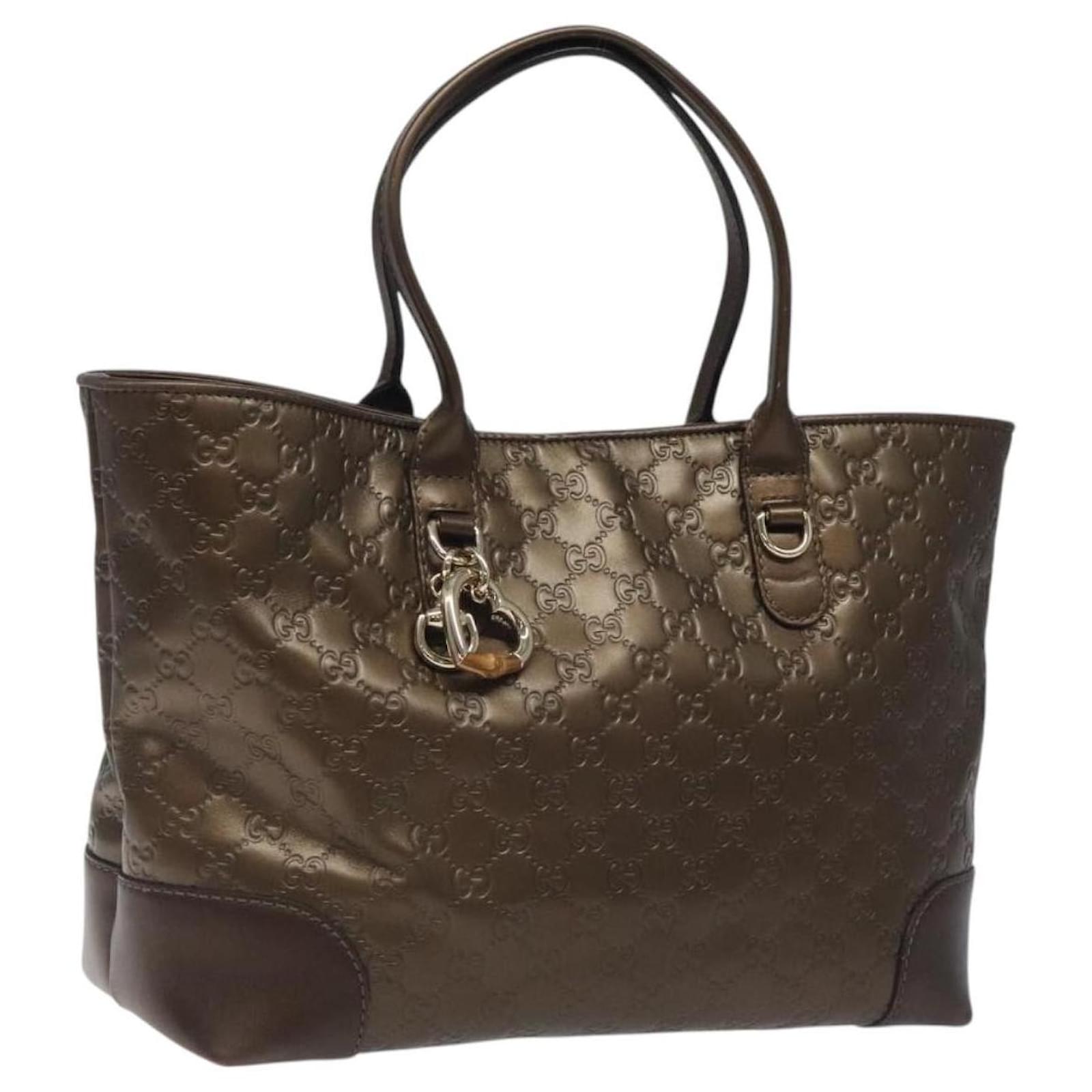 Sac fourre-tout GUCCI GG toile Guccissima bout cœur cuir marron