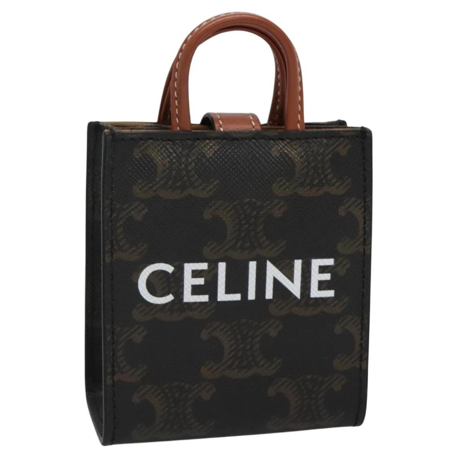 Céline CELINE Triomphe Key Case PVC Black Gold Auth 136339 Golden