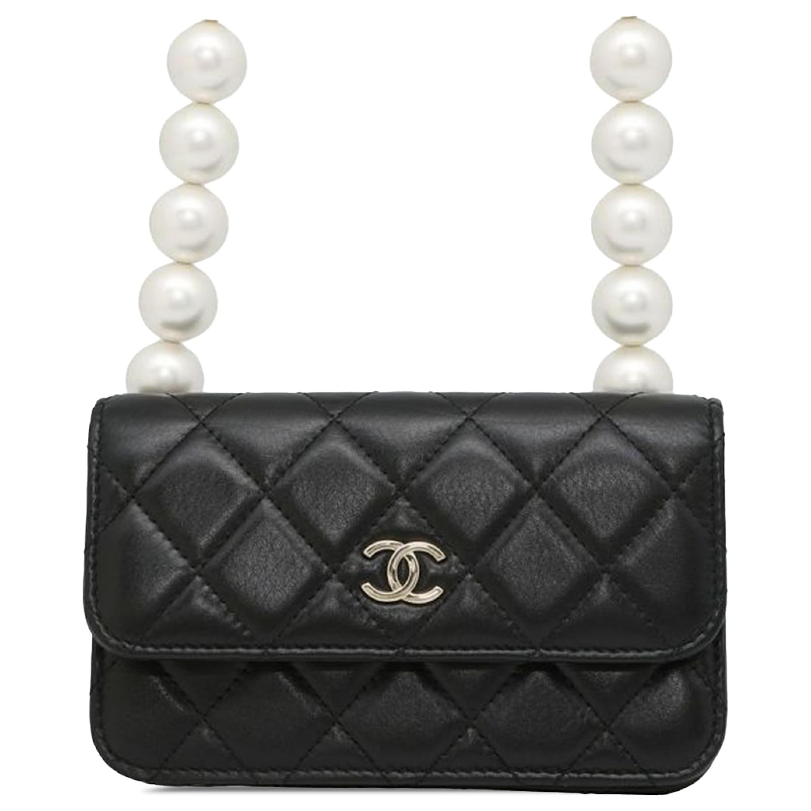 Boohoo Sac Sac MatelassÃ© Avec Chaine Perles Sac A Chaine Noir