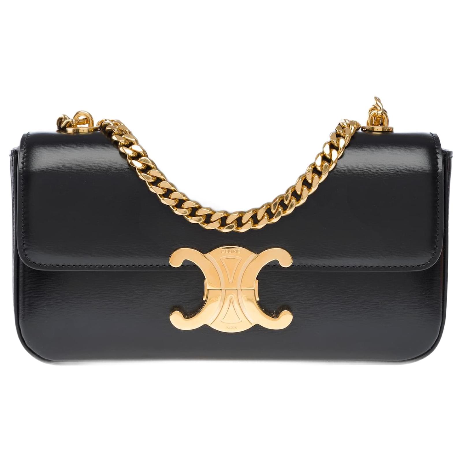 Céline CELINE Triomphe Black Leather Bag - 102702 ref.2418210