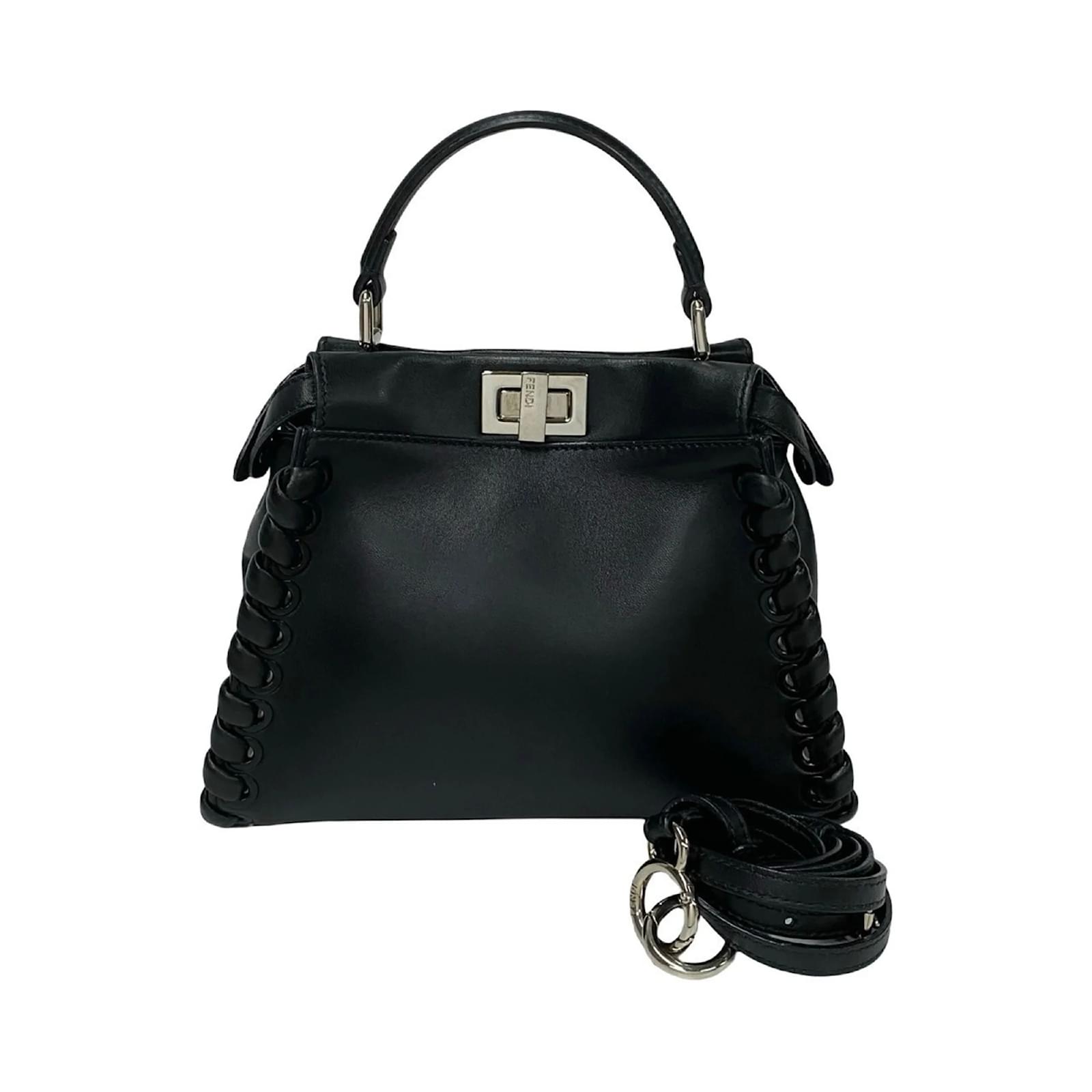 Fendi Peekaboo Iconic Mini Lederhandtasche Schwarz