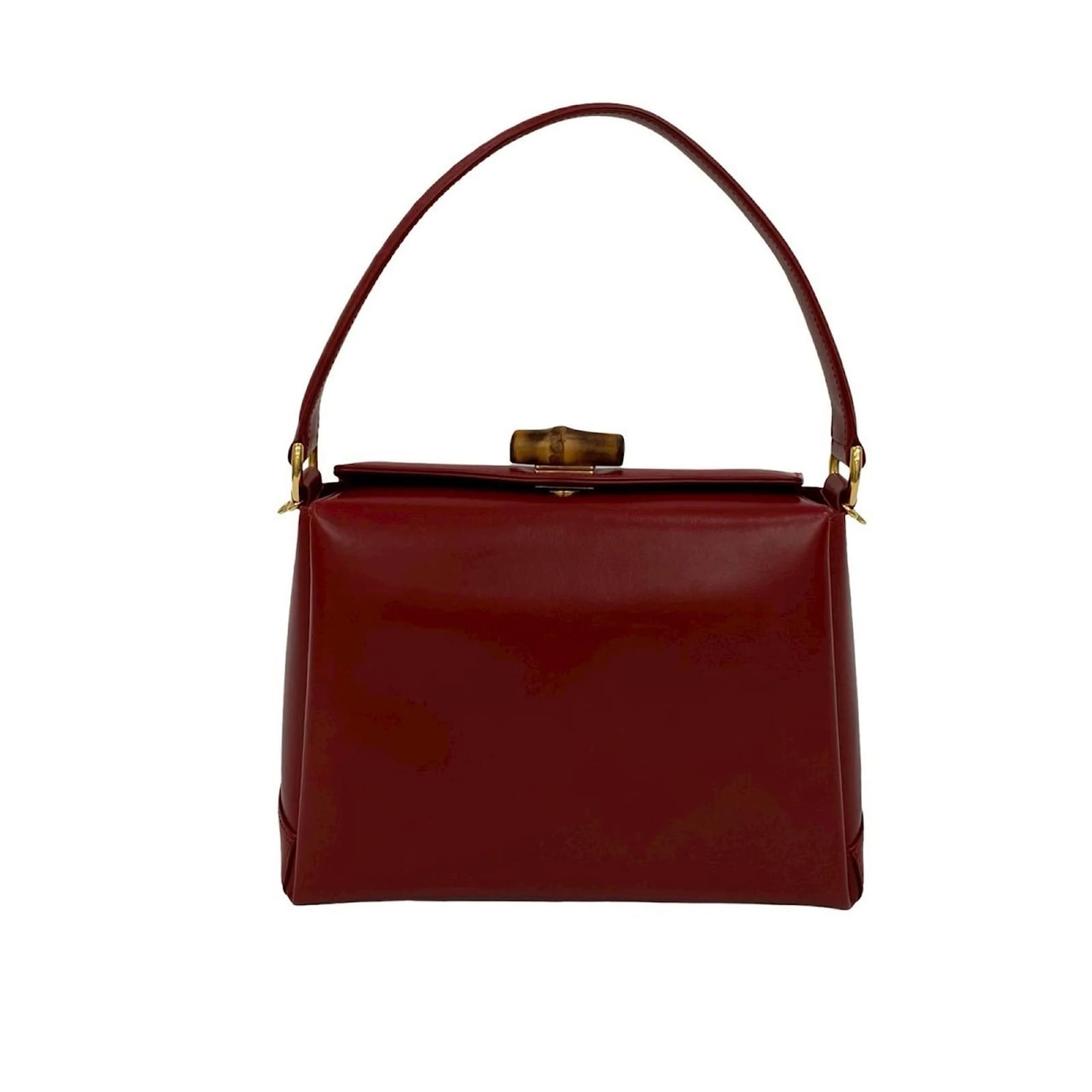 バッグ GUCCI OLD ARCHIVE CALF LEATHER TOTE Gucci Old Bamboo Calf Leather Handbag Red ref.2419307 - Joli