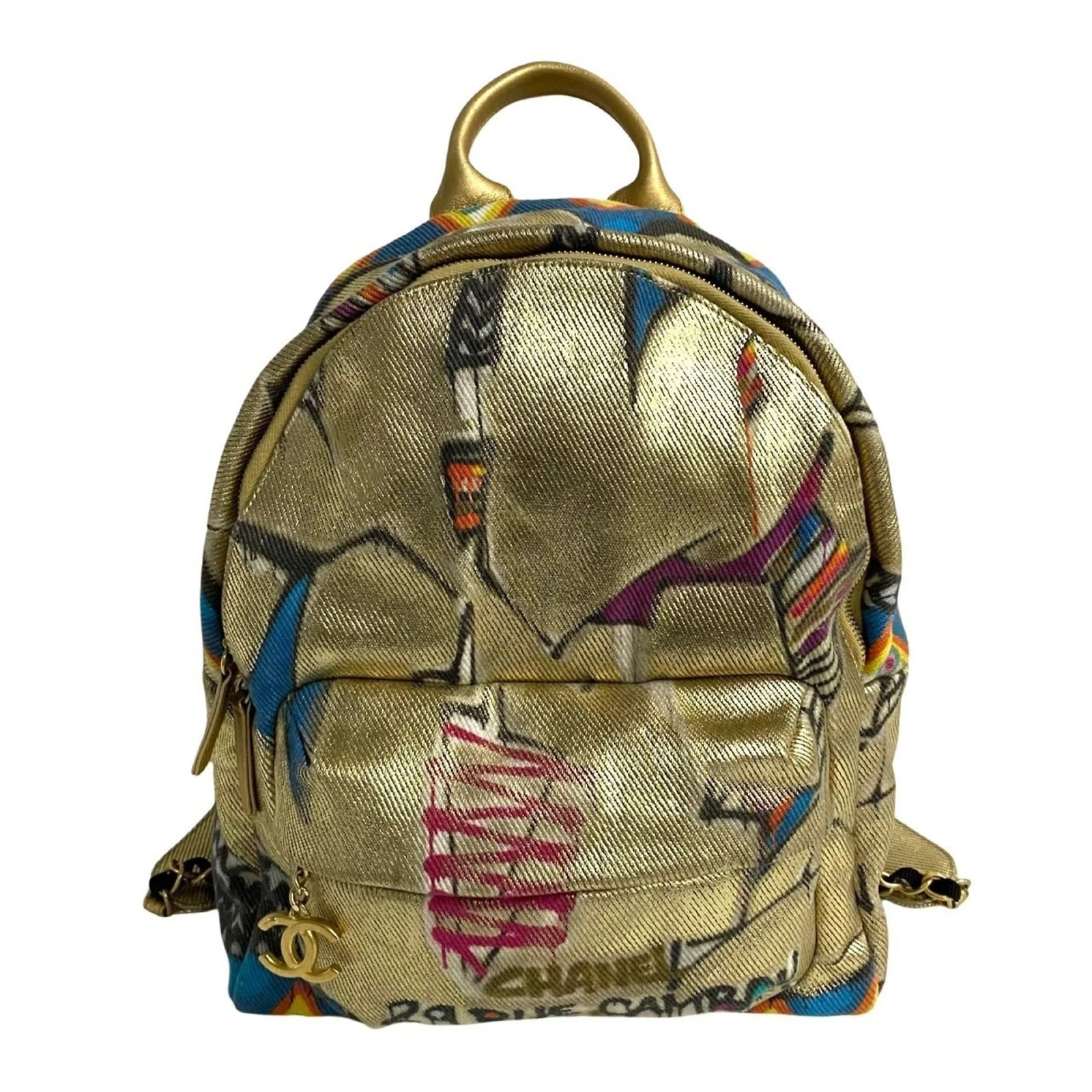 Chanel Coco Mark Graffiti Coated Canvas Backpack Multiple 