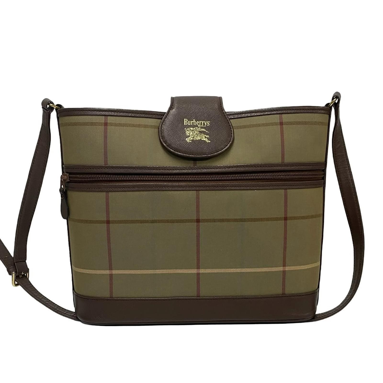Burberry Nova Check Shadow Horse Logo Shoulder Bag Brown Khaki