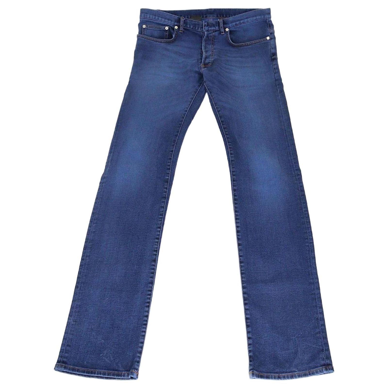 Christian Dior Dior Homme Dark Blue Denim Straight Pants Cotton