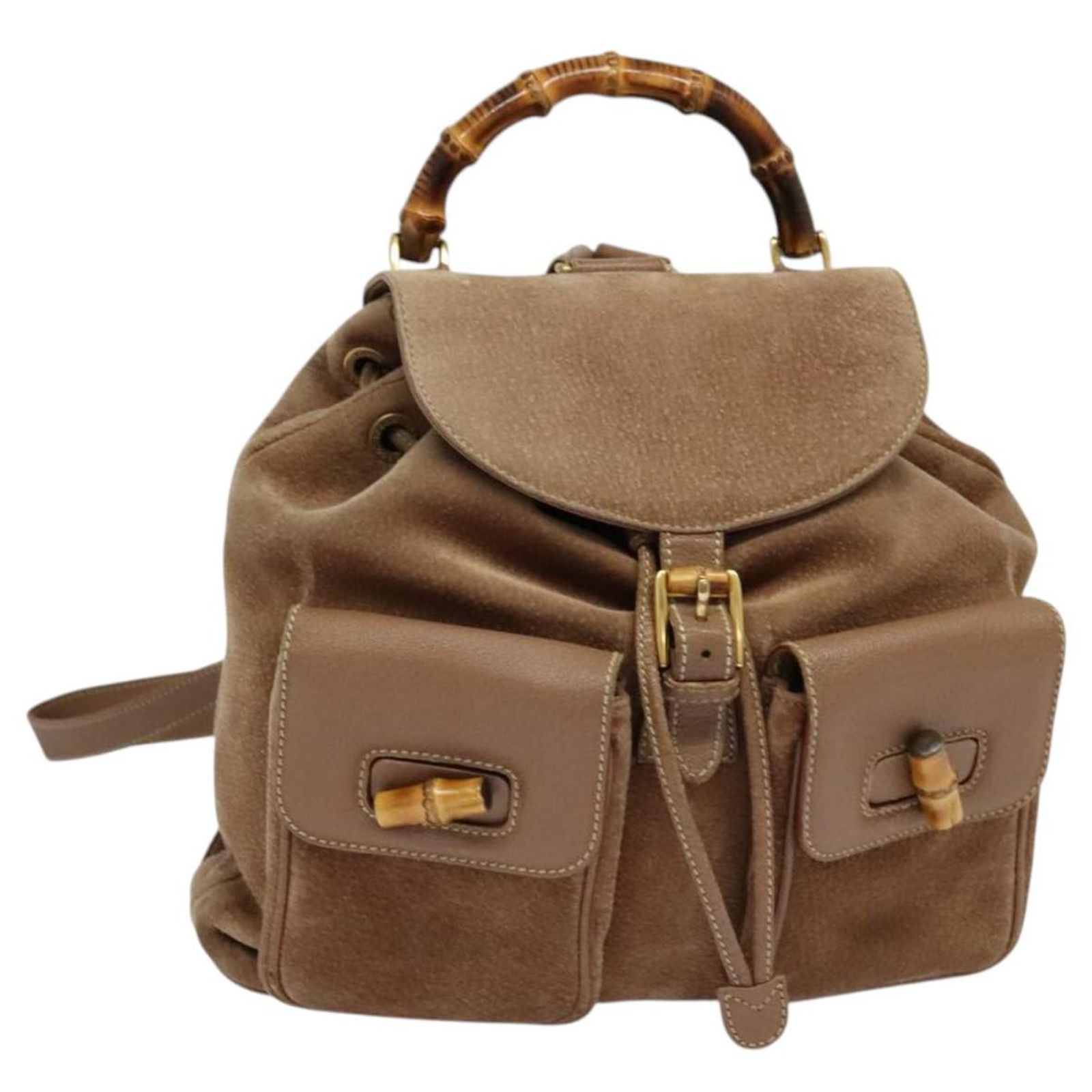 GUCCI Bamboo Backpack Suede Black Gold 003 2058 0016 Auth 131139 6E852643-E320-49C9-85D4-  main image 3