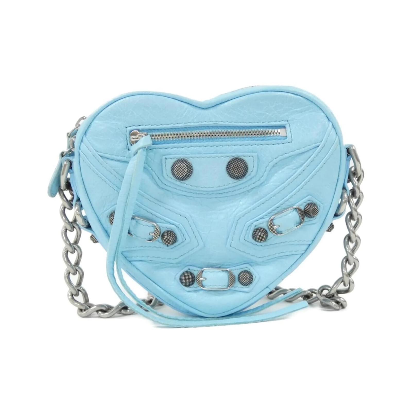 Balenciaga Le Cagoule Mini Bolso de Mano Corazón Azul claro Cuero