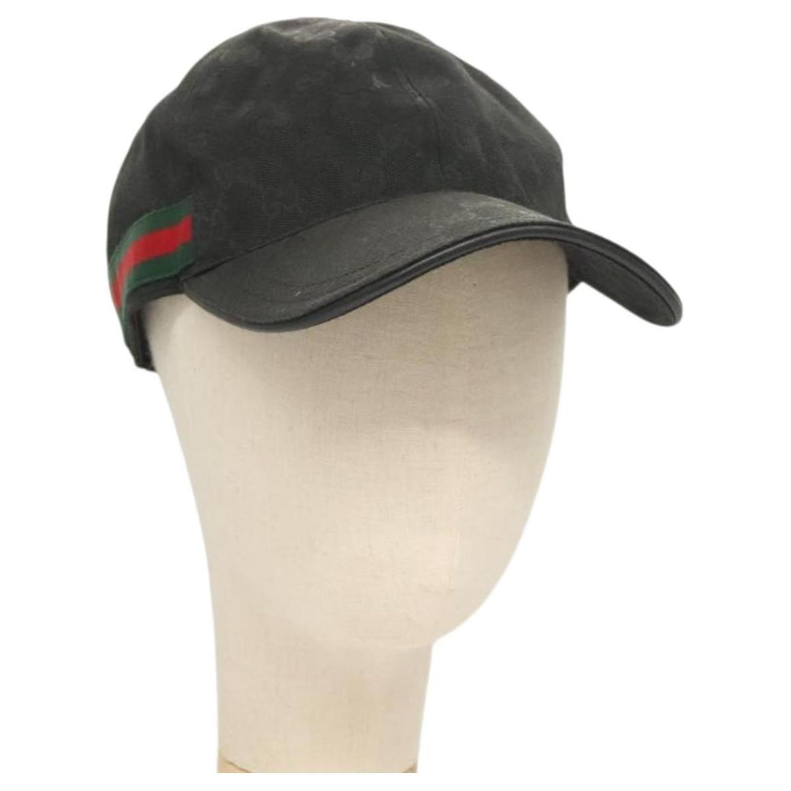 Gucci Black GG Logo Cap with Red and Green Stripe Gucci Canvas Baseball Hat with Red Green Web Black – voilà.id main image 4