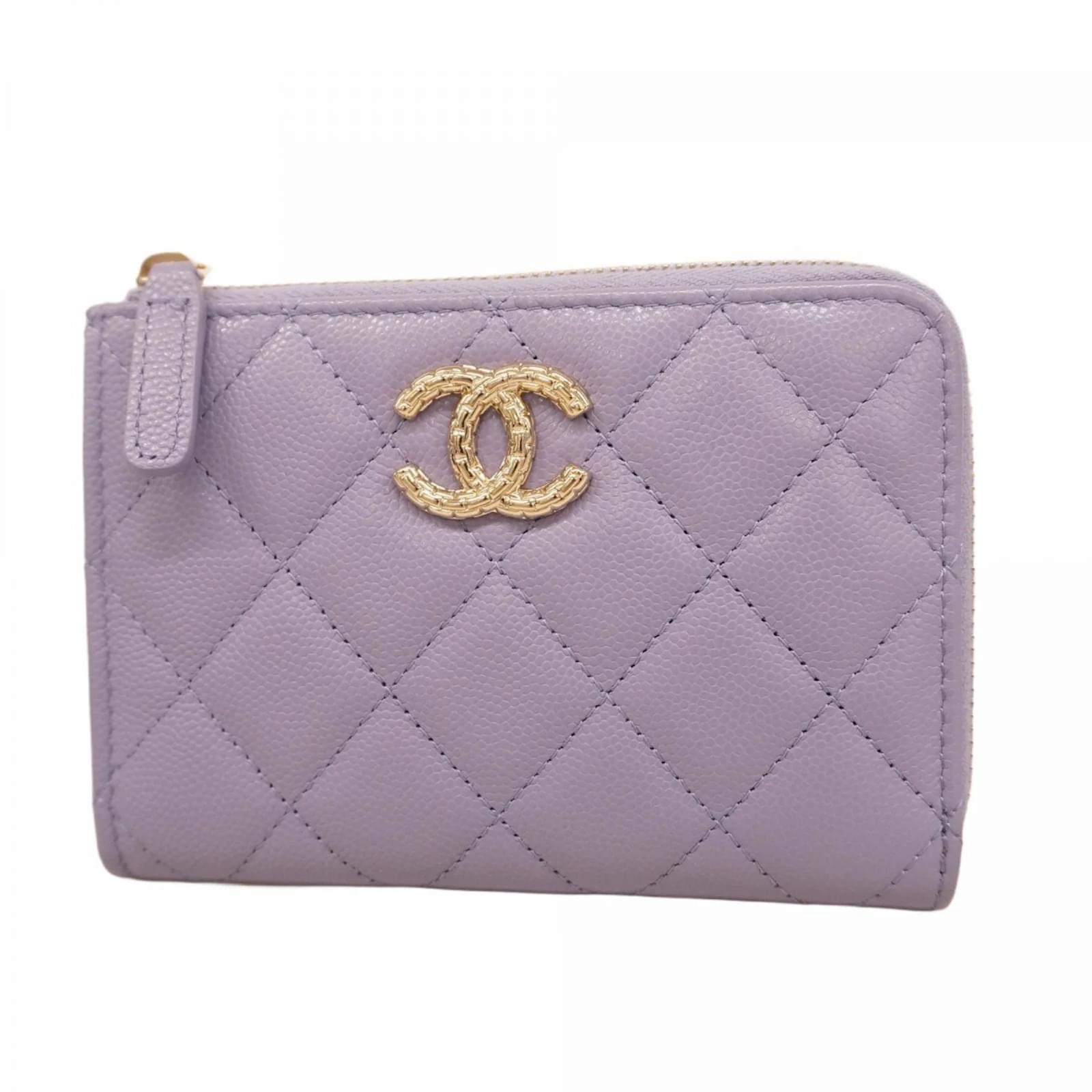 CHANEL Matelassé Coin Case CHANEL Matelasse L-shaped Zip Coin Wallet Key Ring Card