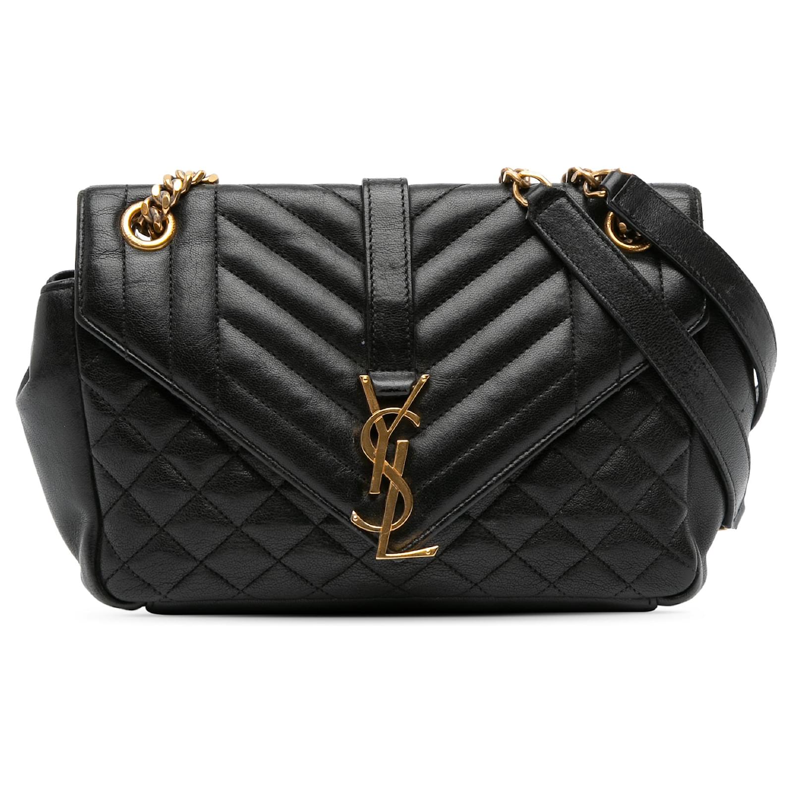 Sheepskin Ysl College Bag Medium Black Gold Ysl College Online