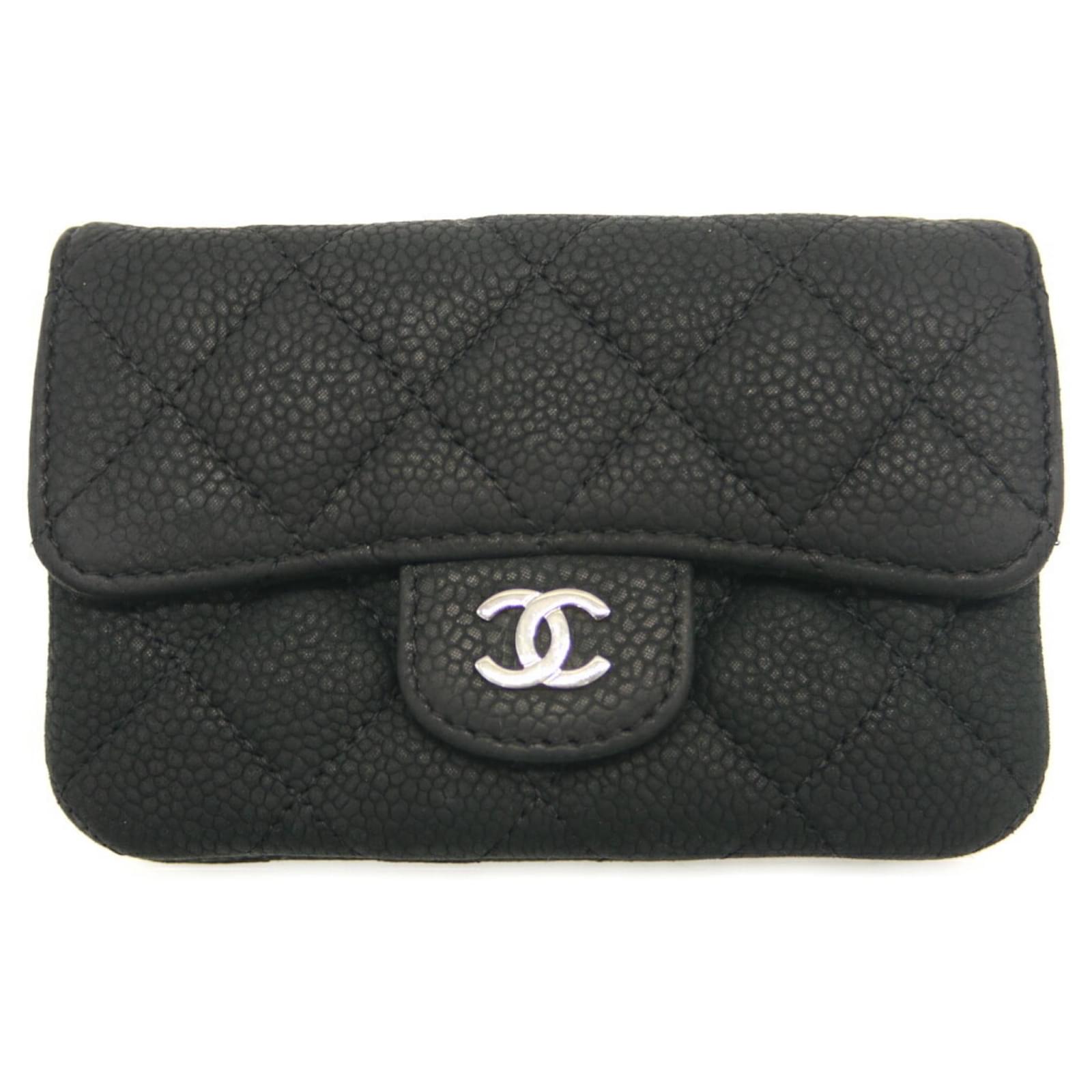 Porte-monnaie et porte-cartes à zip Matelassé Chanel Noir ref