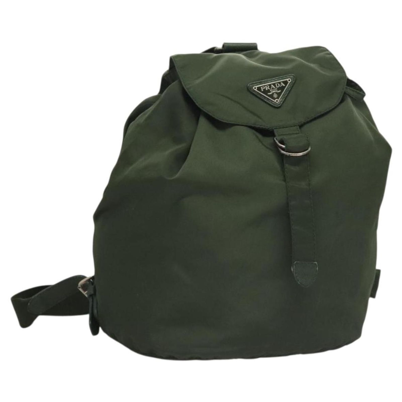 PRADA Backpack Nylon Khaki Silver Auth 143343 PRADA Backpack Nylon Khaki Silver Auth mr1625 Silvery ref  main image 4