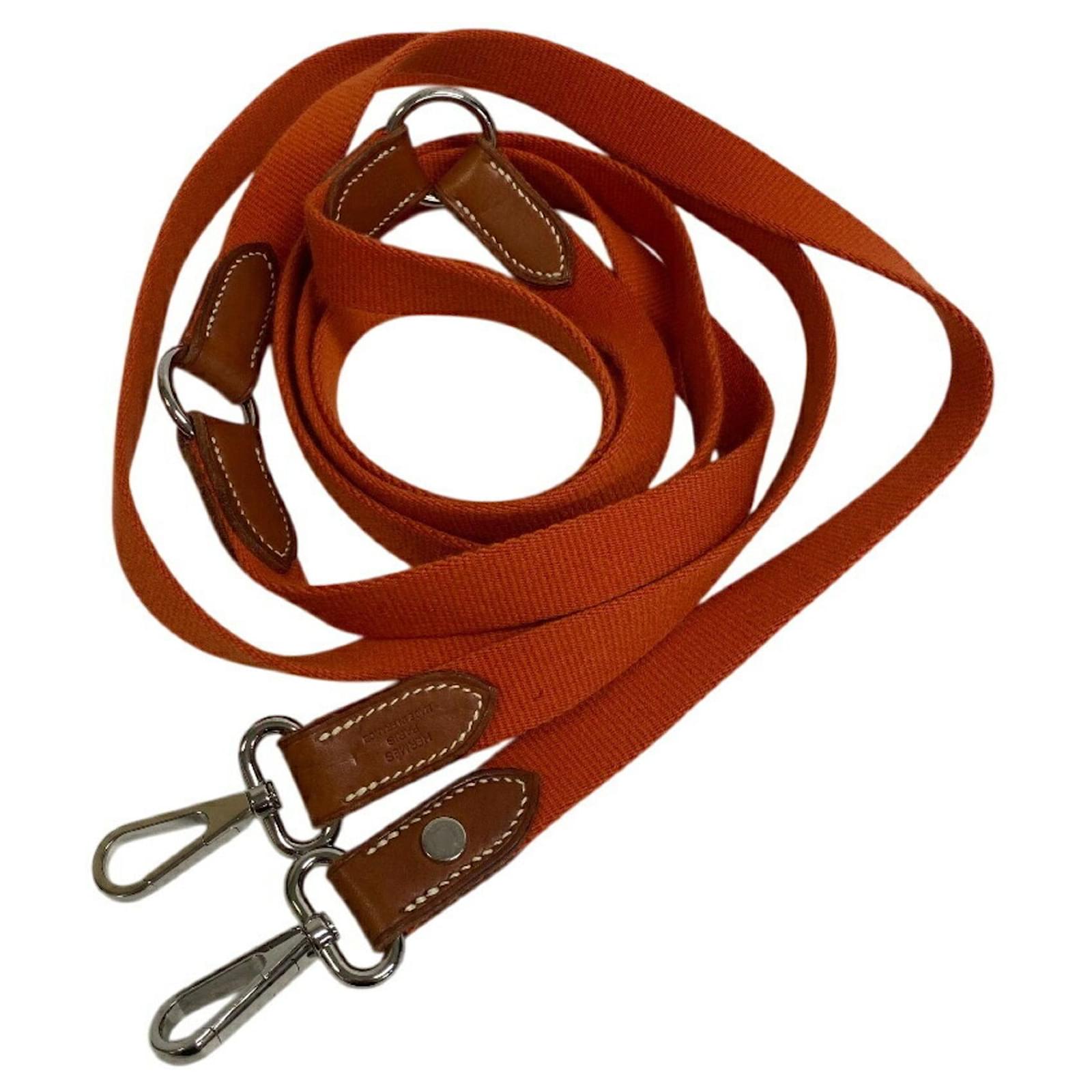 Hermès Crossbody Pet Lead Brown Orange Leather Cloth