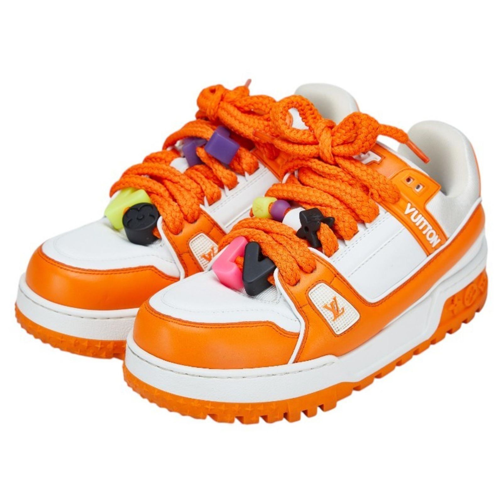 Louis Vuitton 2023SS LV Trainer Maxi Line Sneakers White Orange 