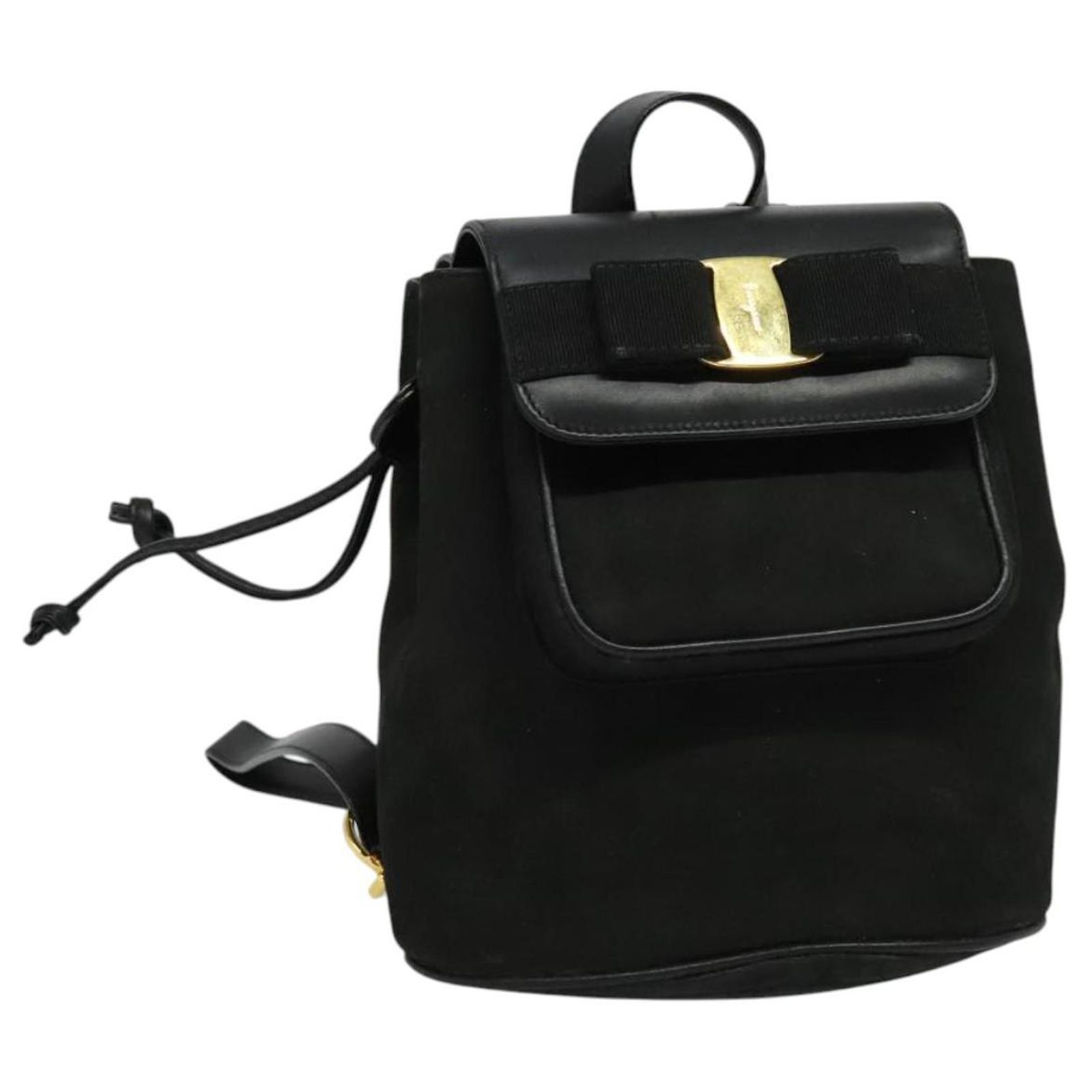 Ferragamo suede backpack Salvatore Ferragamo Backpack Suede Peppermint Gold Auth  main image 3