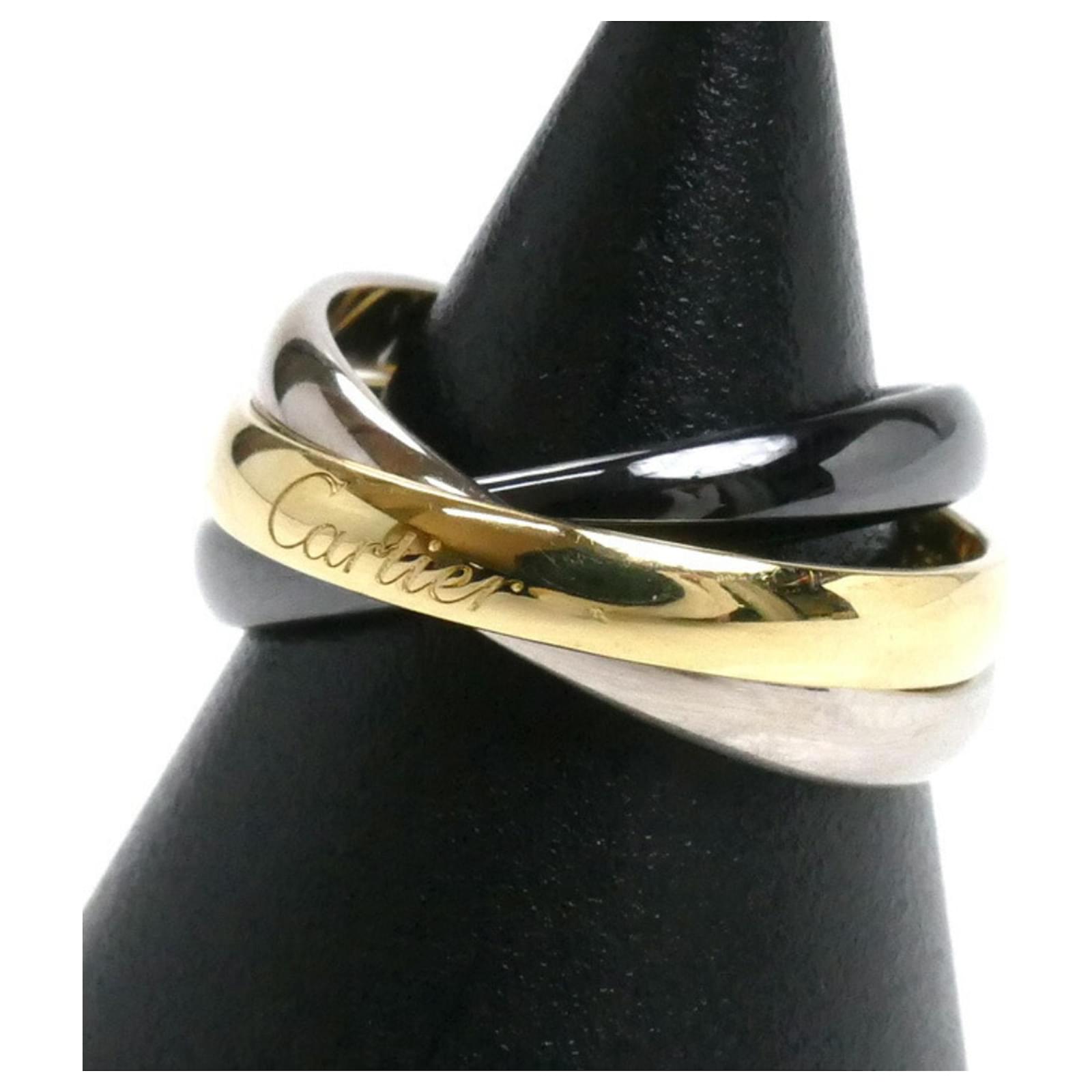 Bague Trinity en or 18K et céramique de Cartier Or blanc Or jaune