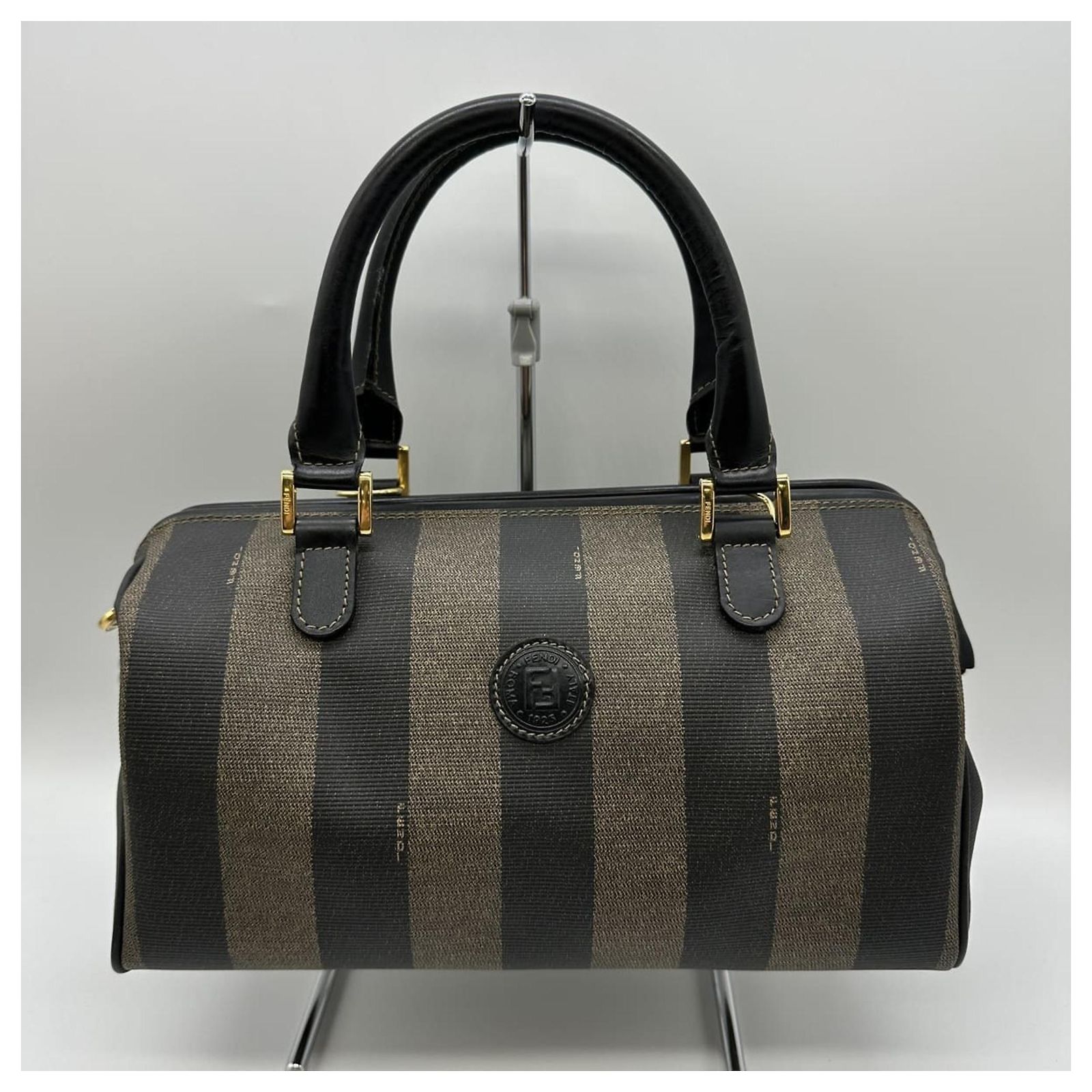 Fendi Pequin Mini Boston Handbag Black Plastic ref.JC2427005 (Sold 