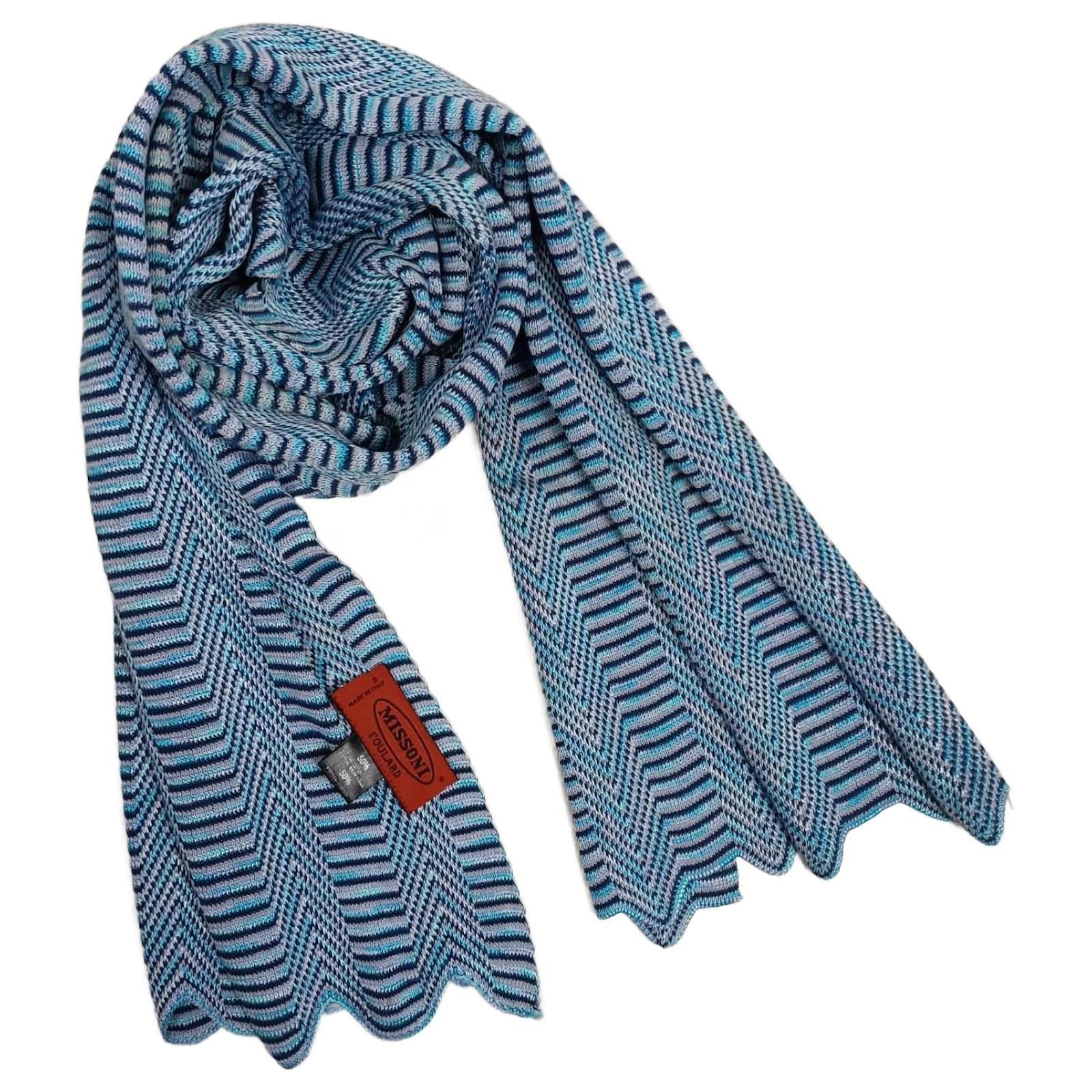 Missoni vintage sciarpa in cotone e viscosa Blu Joli