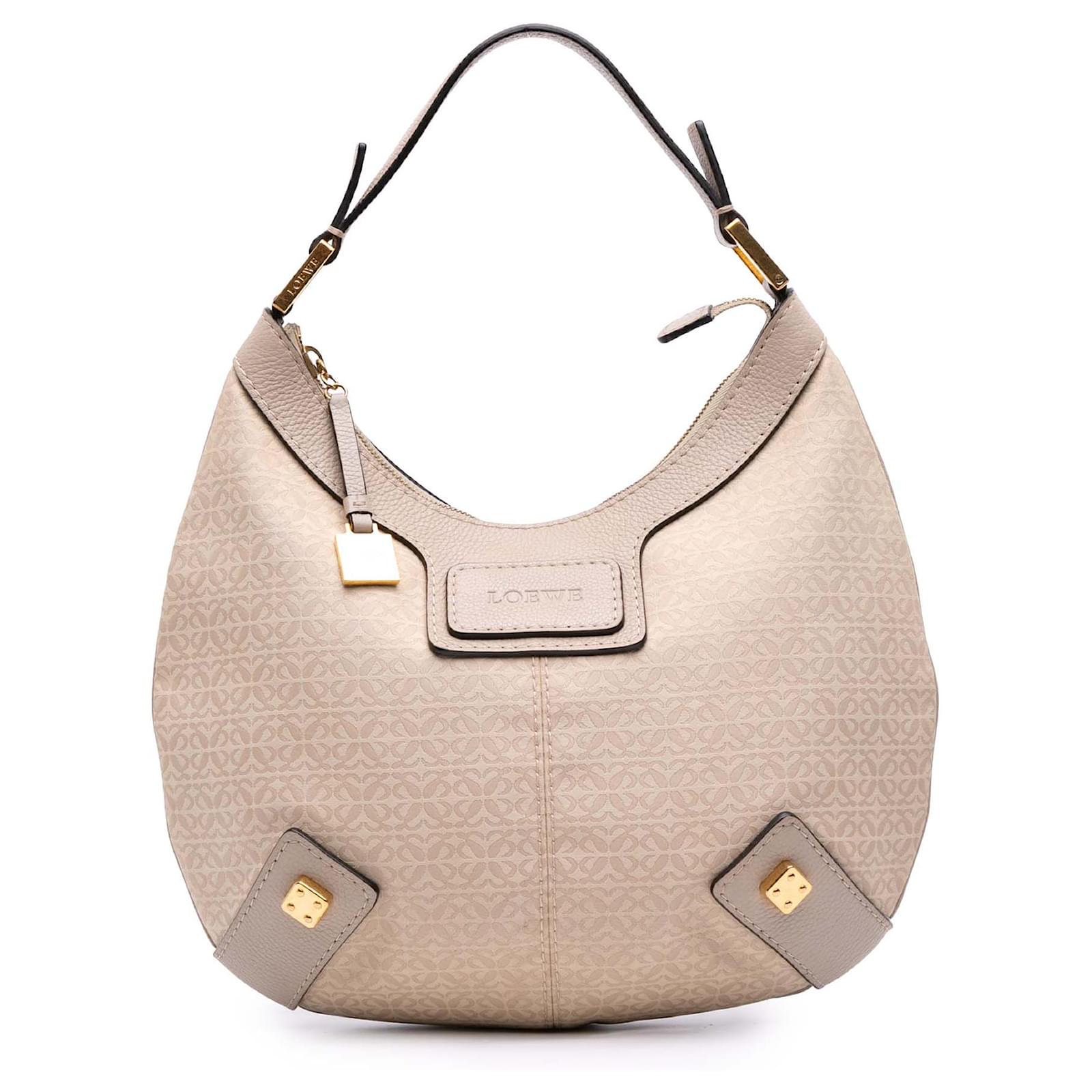 LOEWE Brown Anagram Canvas New Road Hobo Beige Cloth Cloth ref