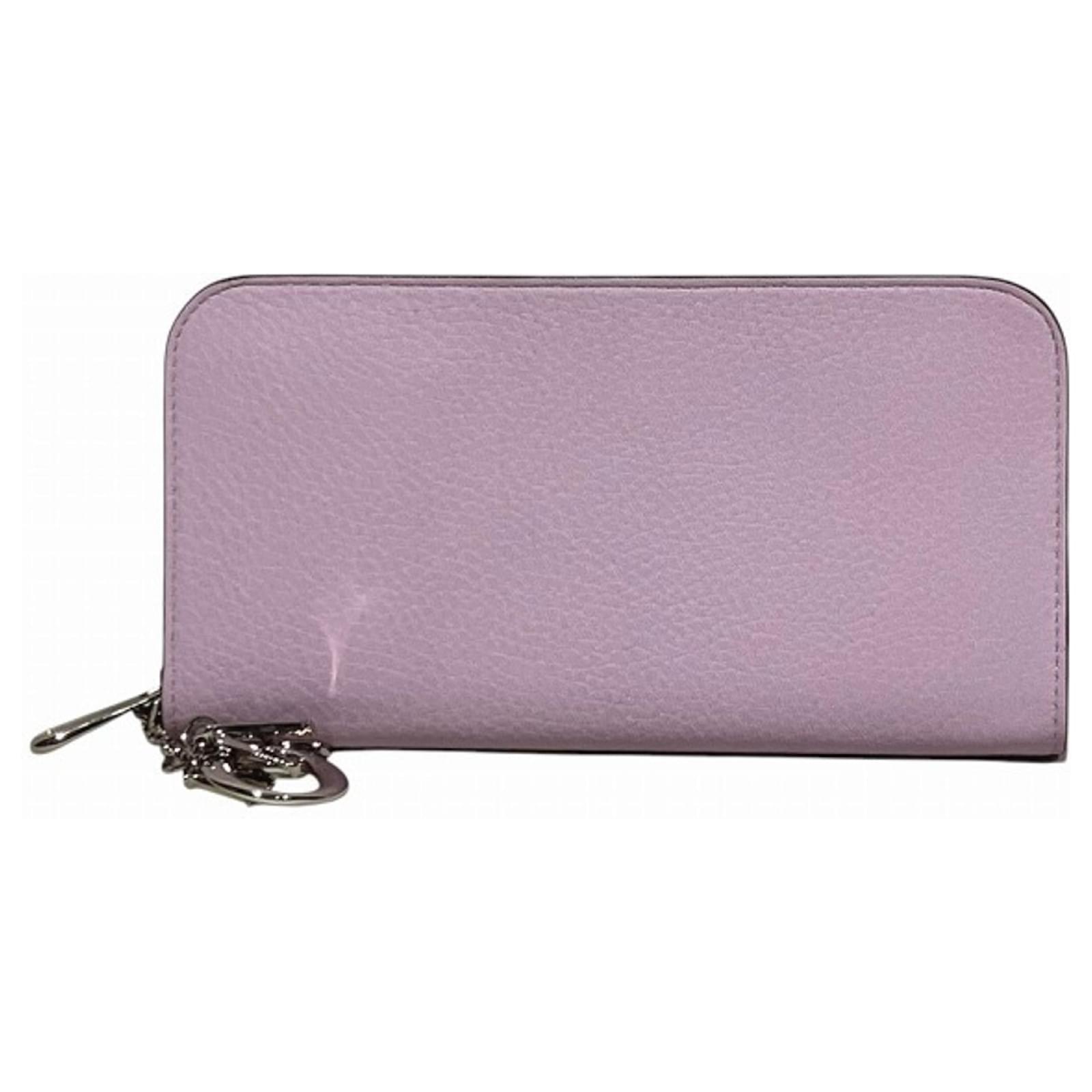 Christian Dior Langer Geldbeutel Charm in Pink und Gelb Leder ref