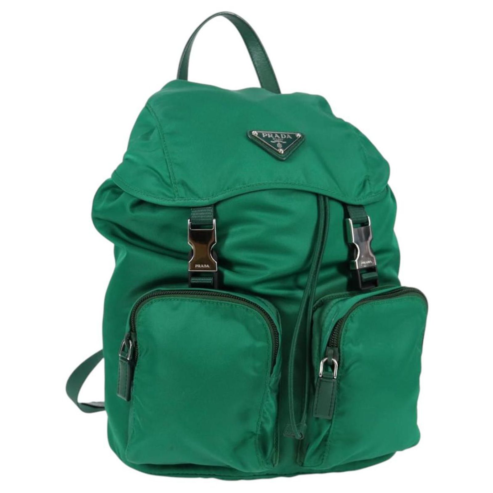 PRADA Backpack Nylon Green Silver Auth 157248 PRADA Backpack Nylon Green Silver Auth BA5271 | eBay main image 4