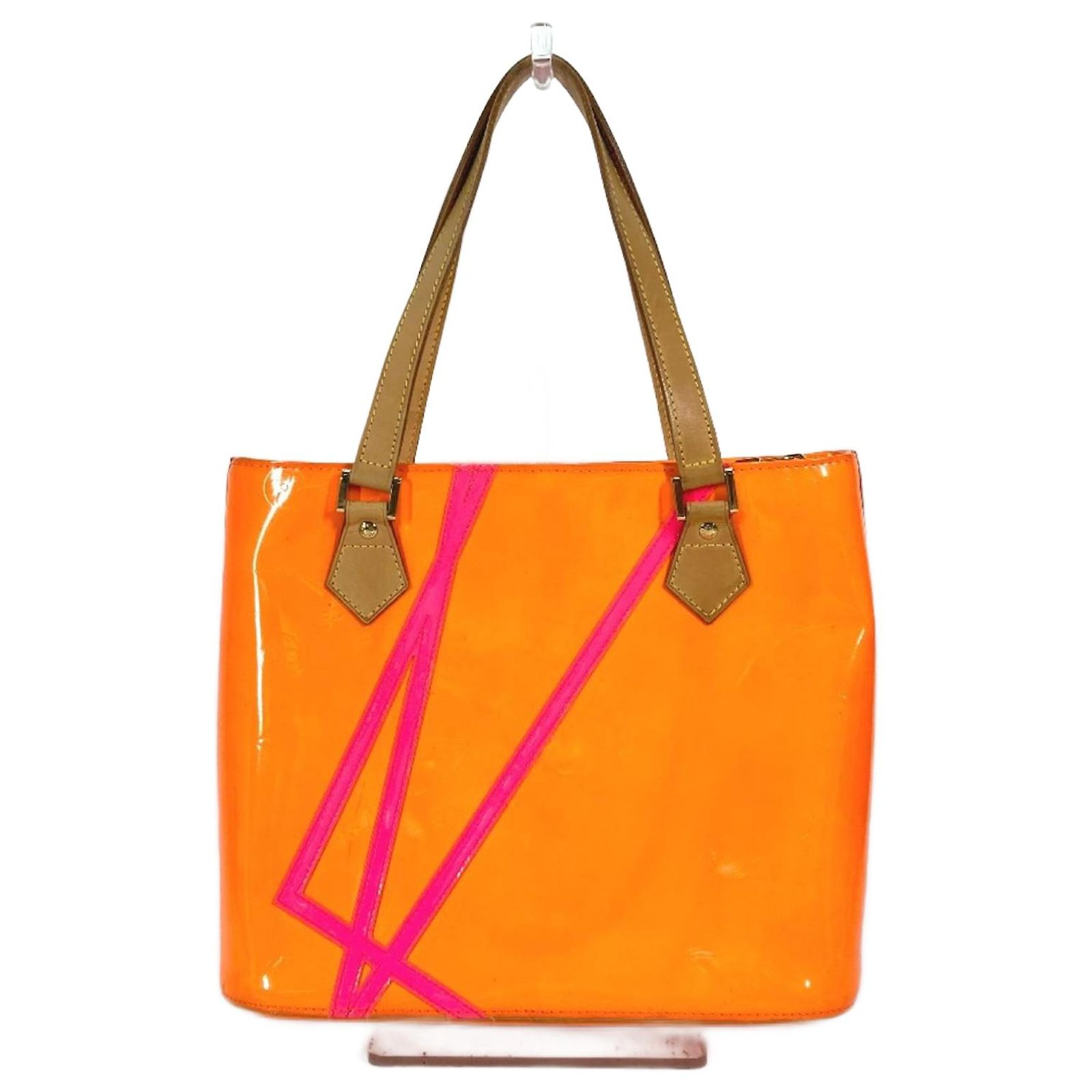 Louis Vuitton Monogram Vernis Fluo Houston Tote Bag Pink Orange 