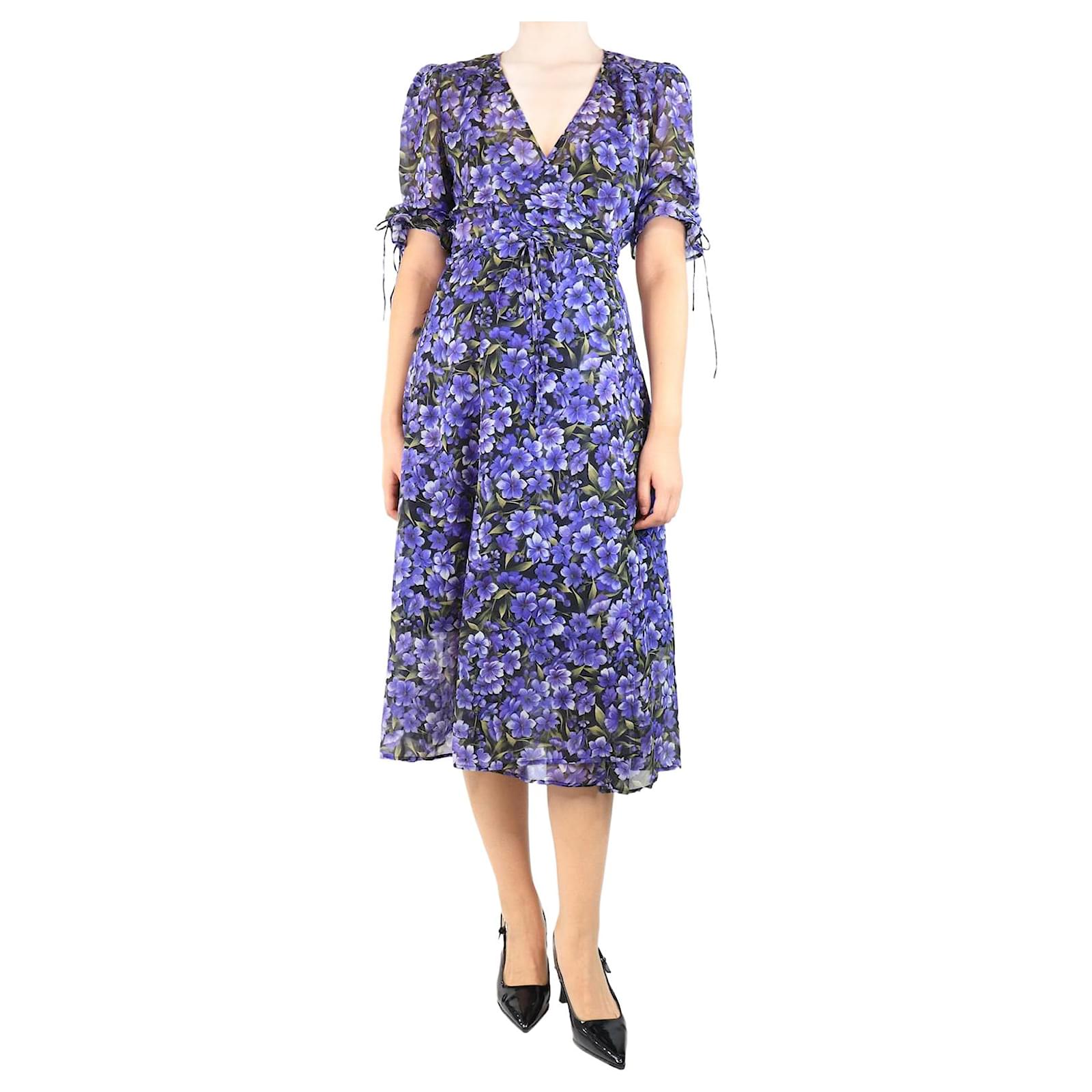kooples purple dress THE KOOPLES Long Dress With Frills And Belt