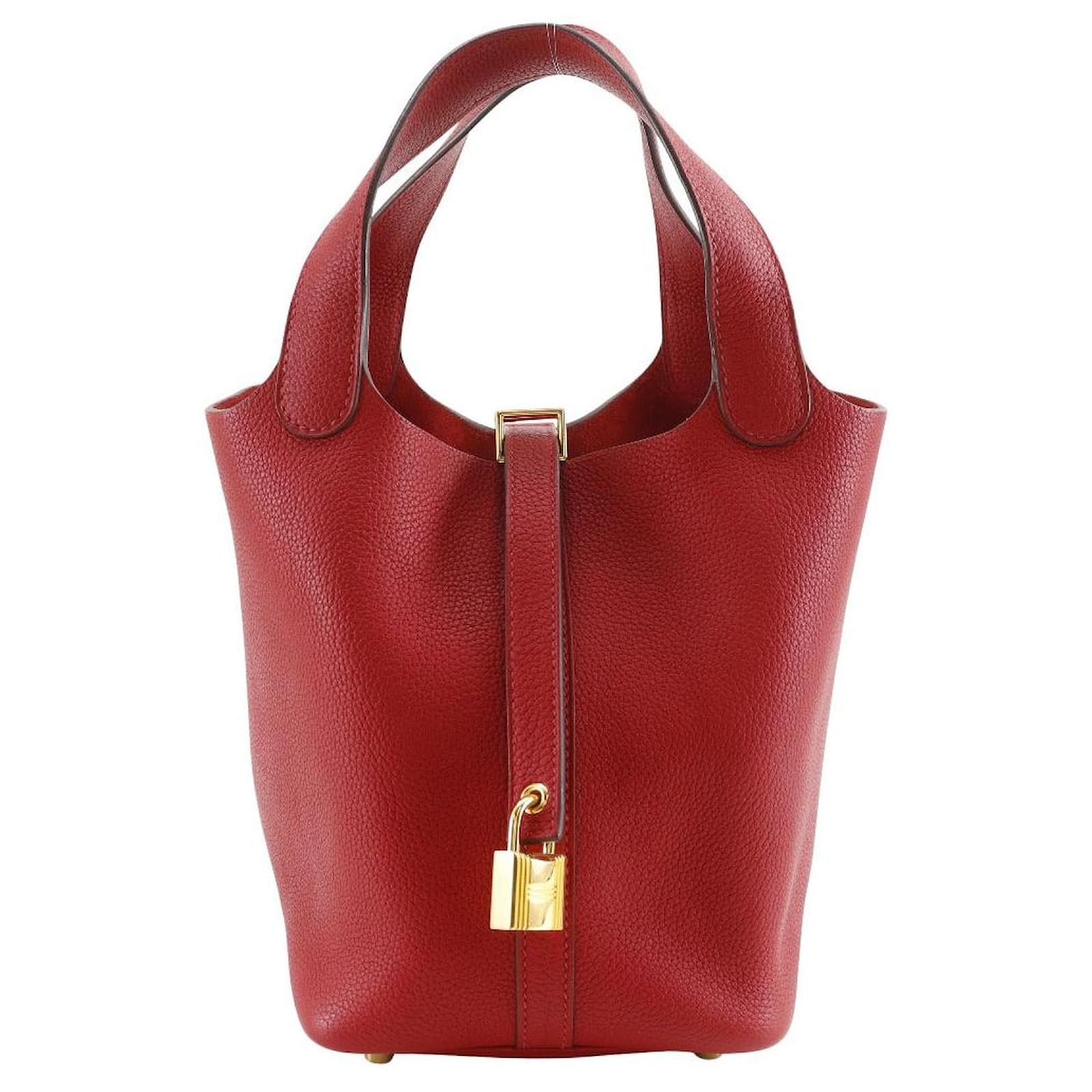 Hermès Hermes Picotin Lock 18 PM Taurillon Maurice Handbag Red