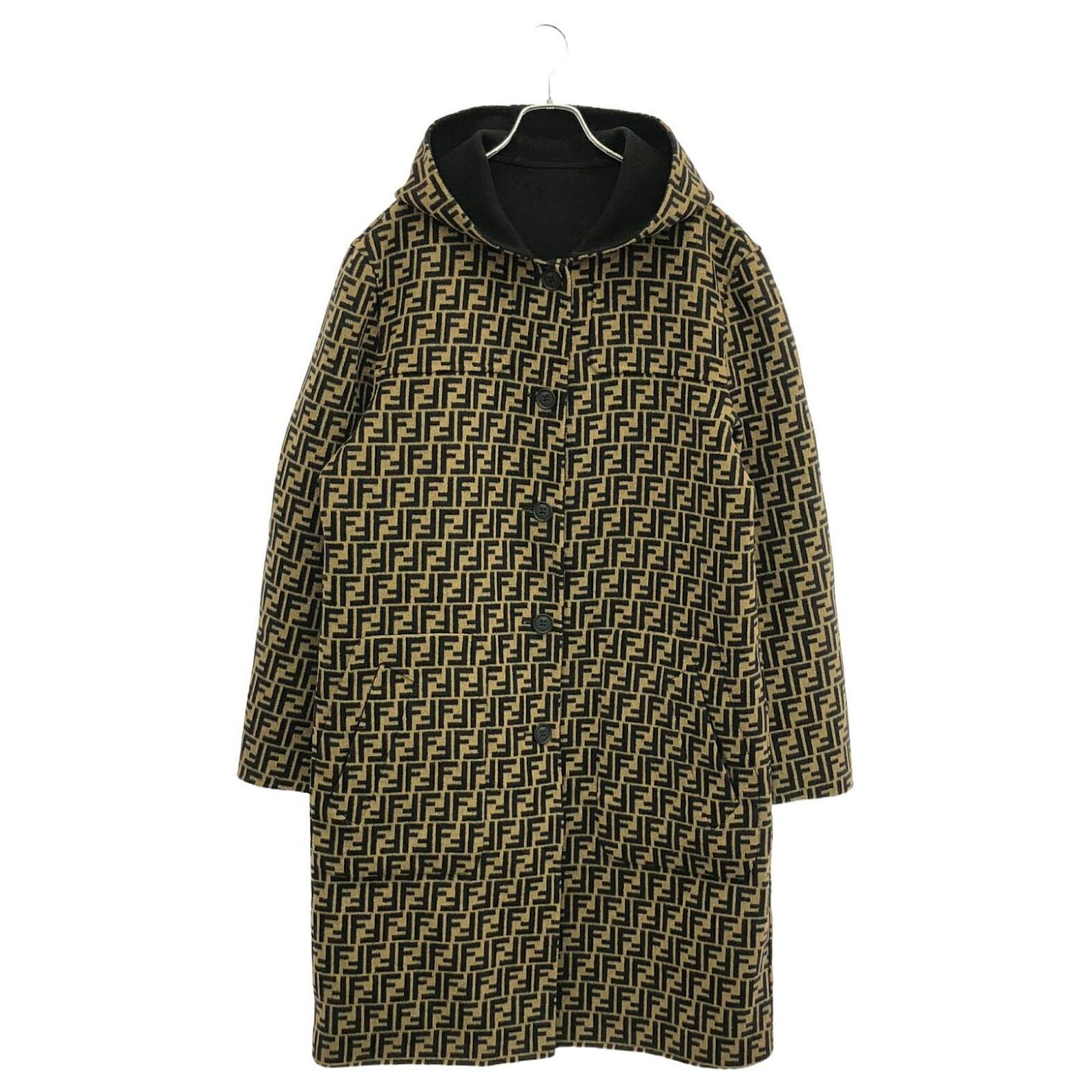 Fendi FF0249 A4LJ Wool Coat Brown Leather ref.JC2383879 (Sold