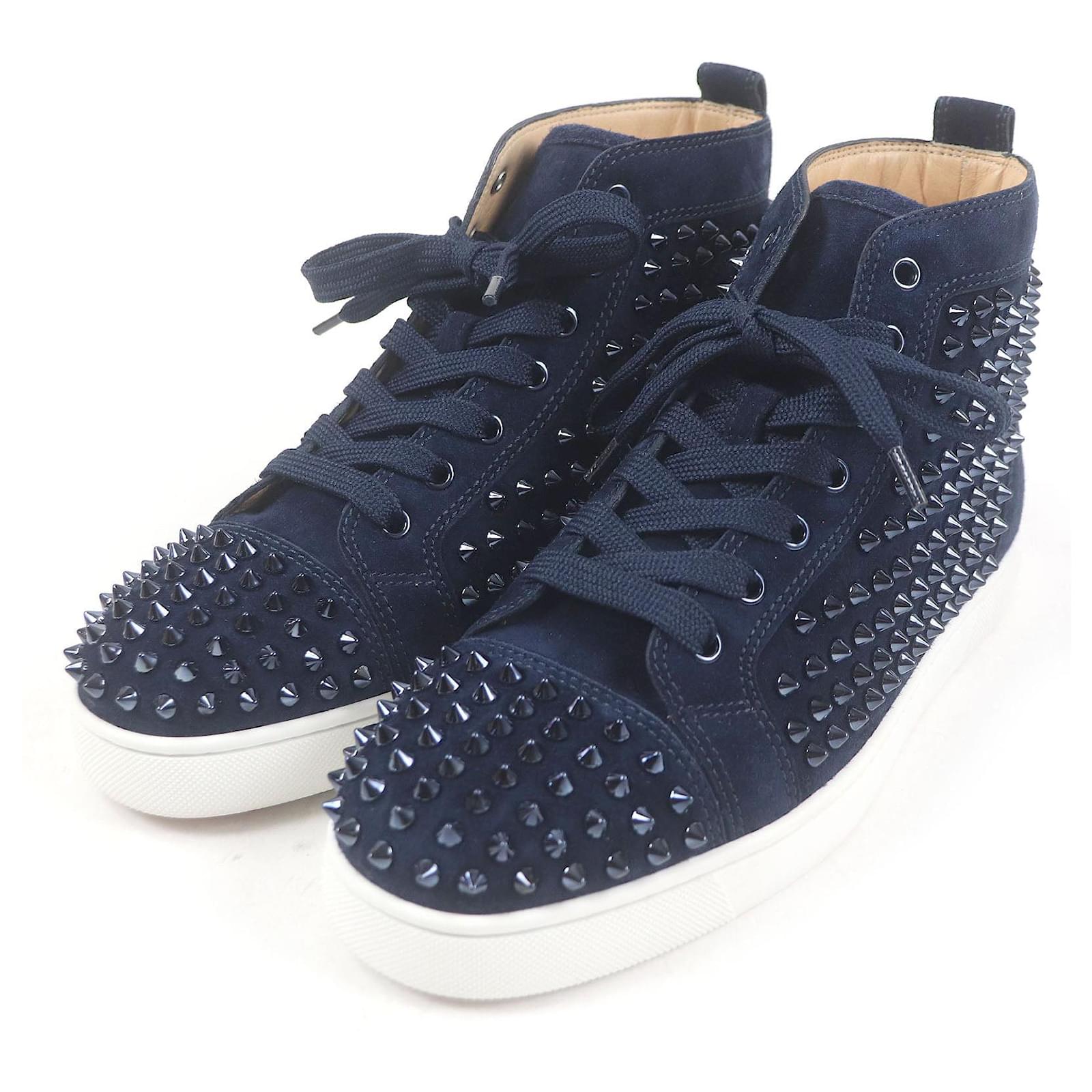 Christian Louboutin LOUIS FLAT Suede Sneakers Blue Navy blue ref