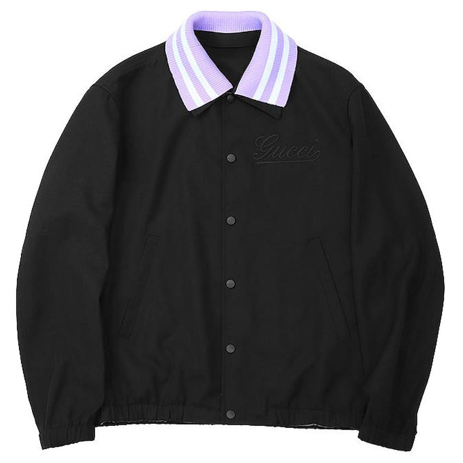 グンロズGUCCI コーチ　ジャケット　中綿　美品 Gucci Coach Jacket Polyester Wool Jacket Black White Purple ref