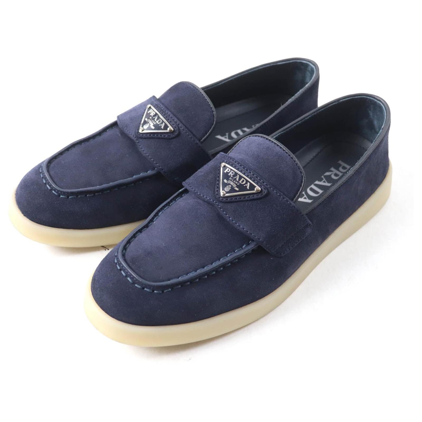 Prada 1D222N Suede Loafers Blue Navy blue ref.2384927 - Joli Closet