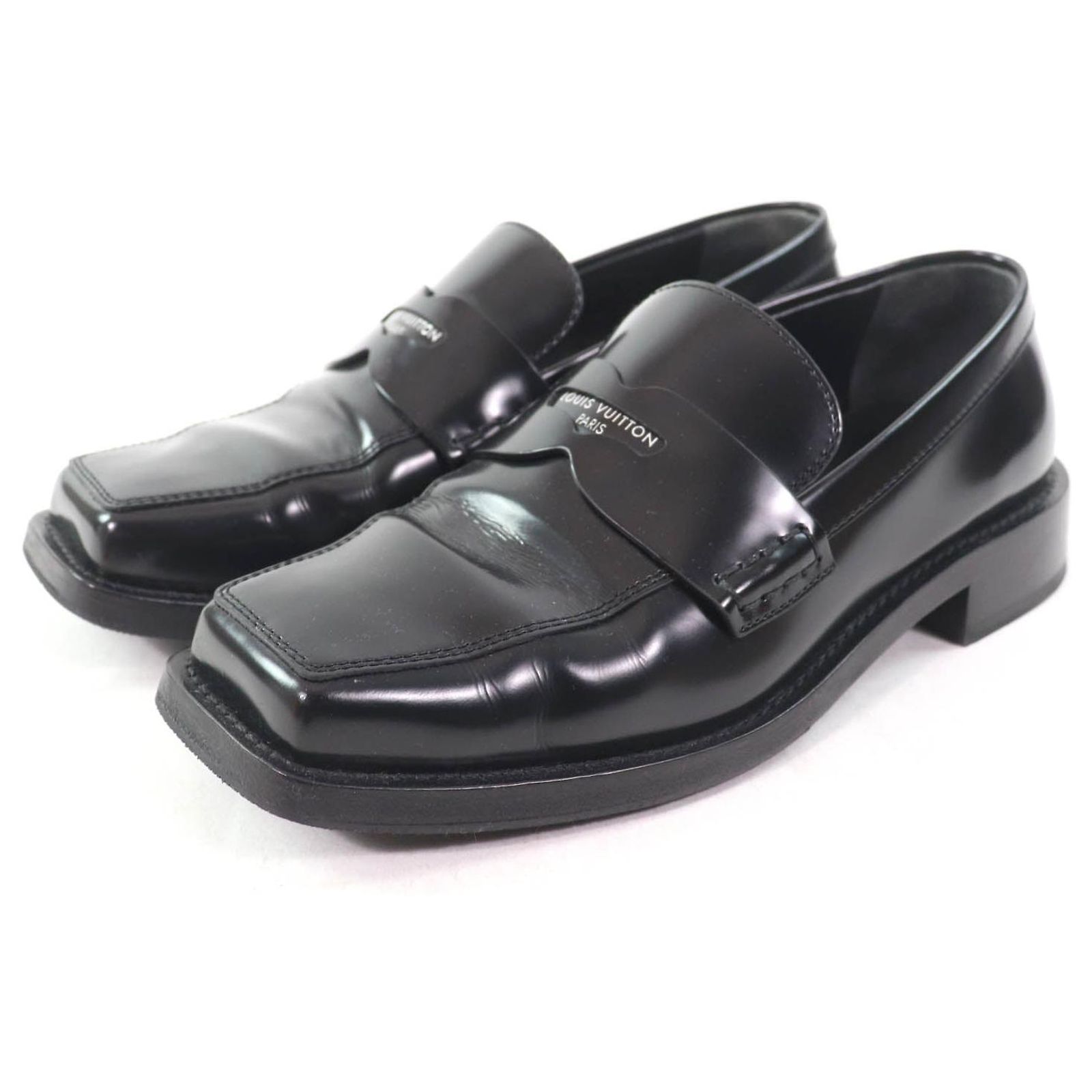 Louis Vuitton Square Toe Loafers Leather Stitch 6 Black Louis Vuitton Square toe leather loafers Black ref.2385296  main image 2