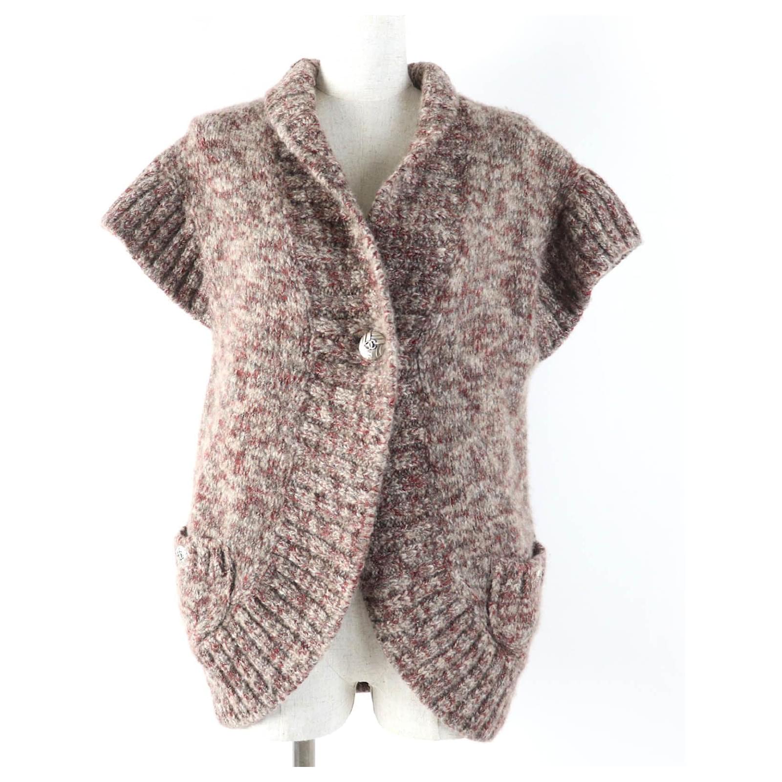 トップス CHANEL coco mark knit best 42 Chanel Bicolor Rhinestone Coco Mark Knit Short Sleeve T