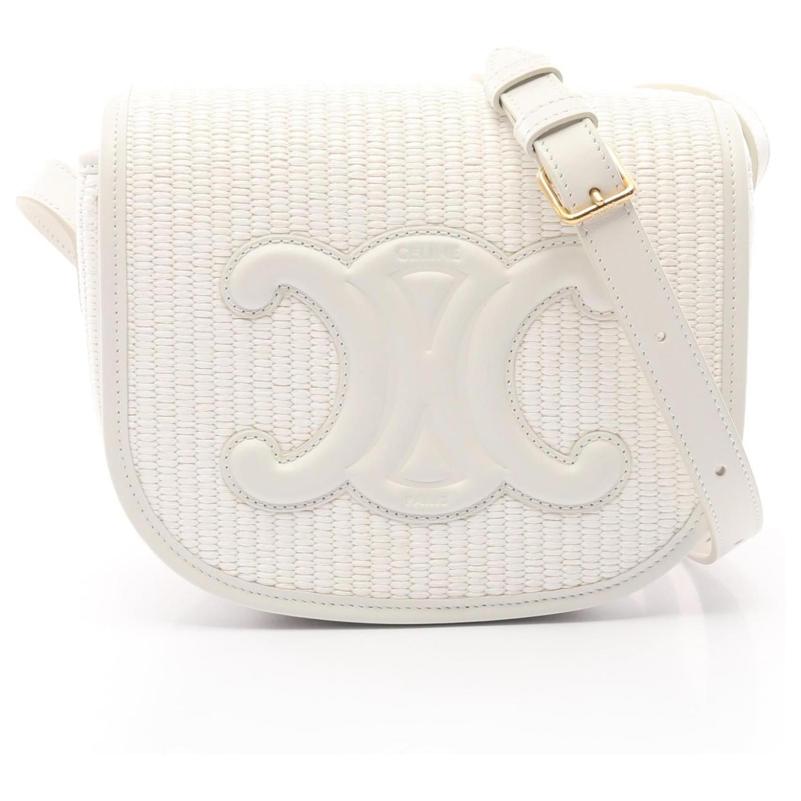 Céline Borsa a spalla in pelle Triomphe in paglia Celine Folco